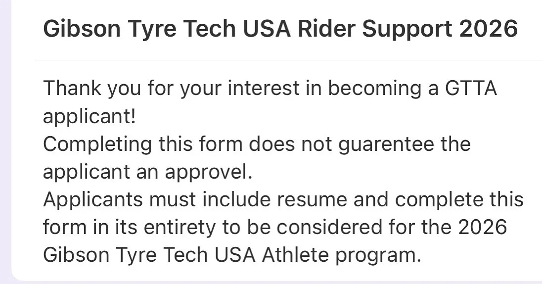 Going live from November 1st thru November 14th!
Visit the website and follow the link to submit your resume for a chance at breaking the mold and becoming a Gibson Tyre Tech USA Athlete! 

#startwinning #gtta #motocross #supercross #offroad #honda #