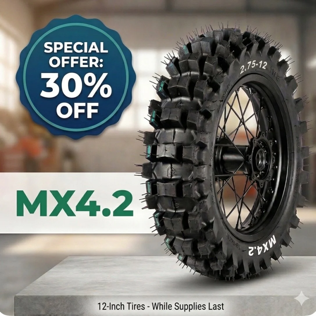 ‼️Sale ends May 16th‼️
With its aggressive design the MX4.2 in 2.75-12 is the ultimate all around tire with unmatched quality and traction! 

Get your while they last!! Visit our website to order! 

Price is before tax and shipping. #motocross #super