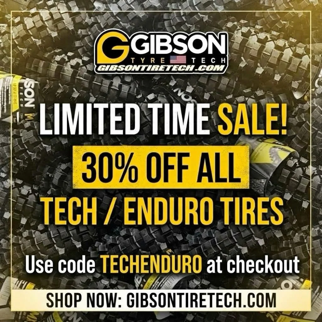 ‼️30% off all Tech Series tires‼️ when you use code TECHENDURO at checkout online www.gibsontiretech.com

#enduro #tech #offroad #motorcycle