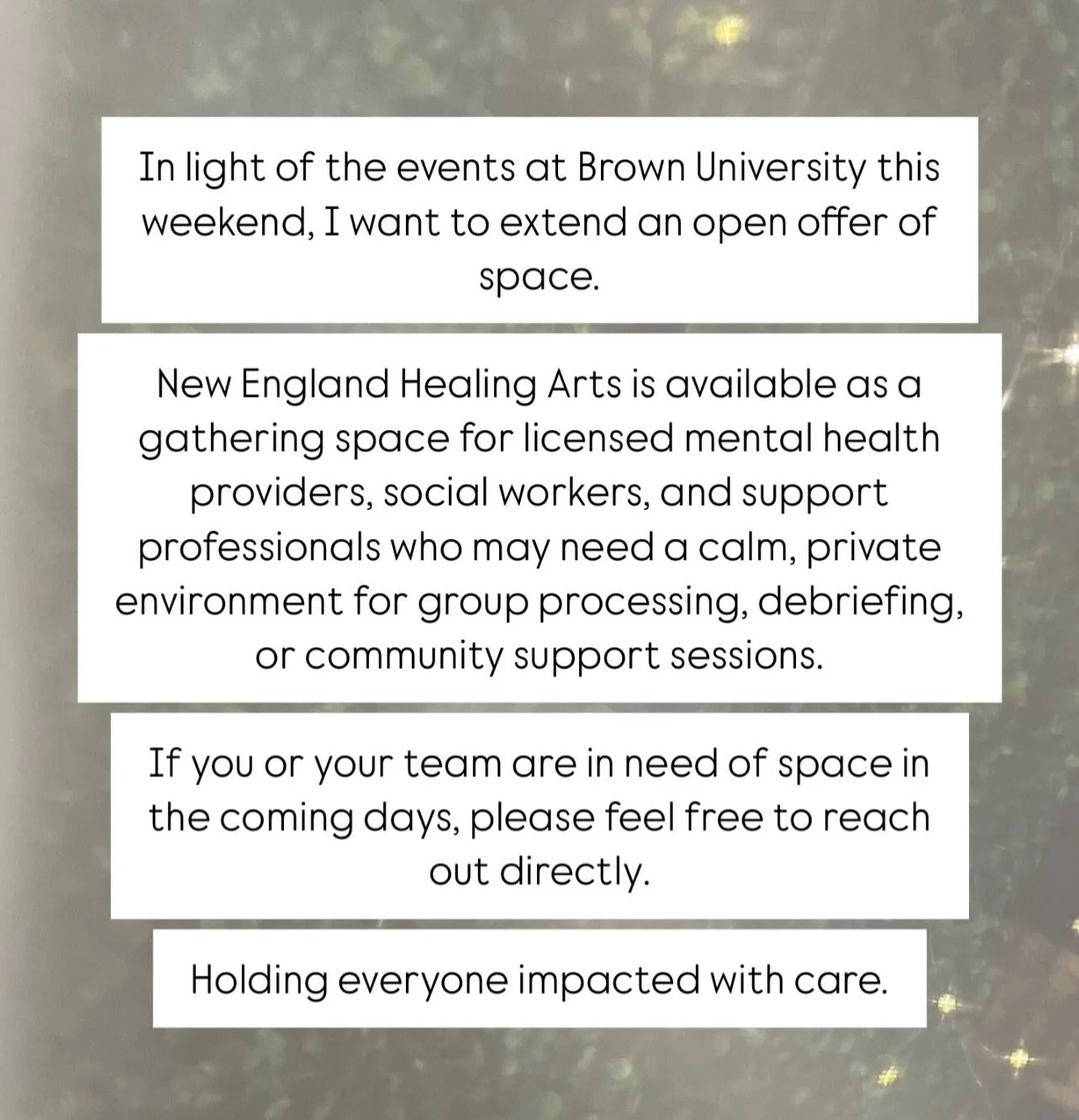 If this could be helpful to you or someone you know, please DM or email nicole@nehacollective.com with questions.
Sharing of this post is welcome 🤍

&ldquo;We must live together as brothers or perish together as fools.&rdquo; - Martin Luther King Jr