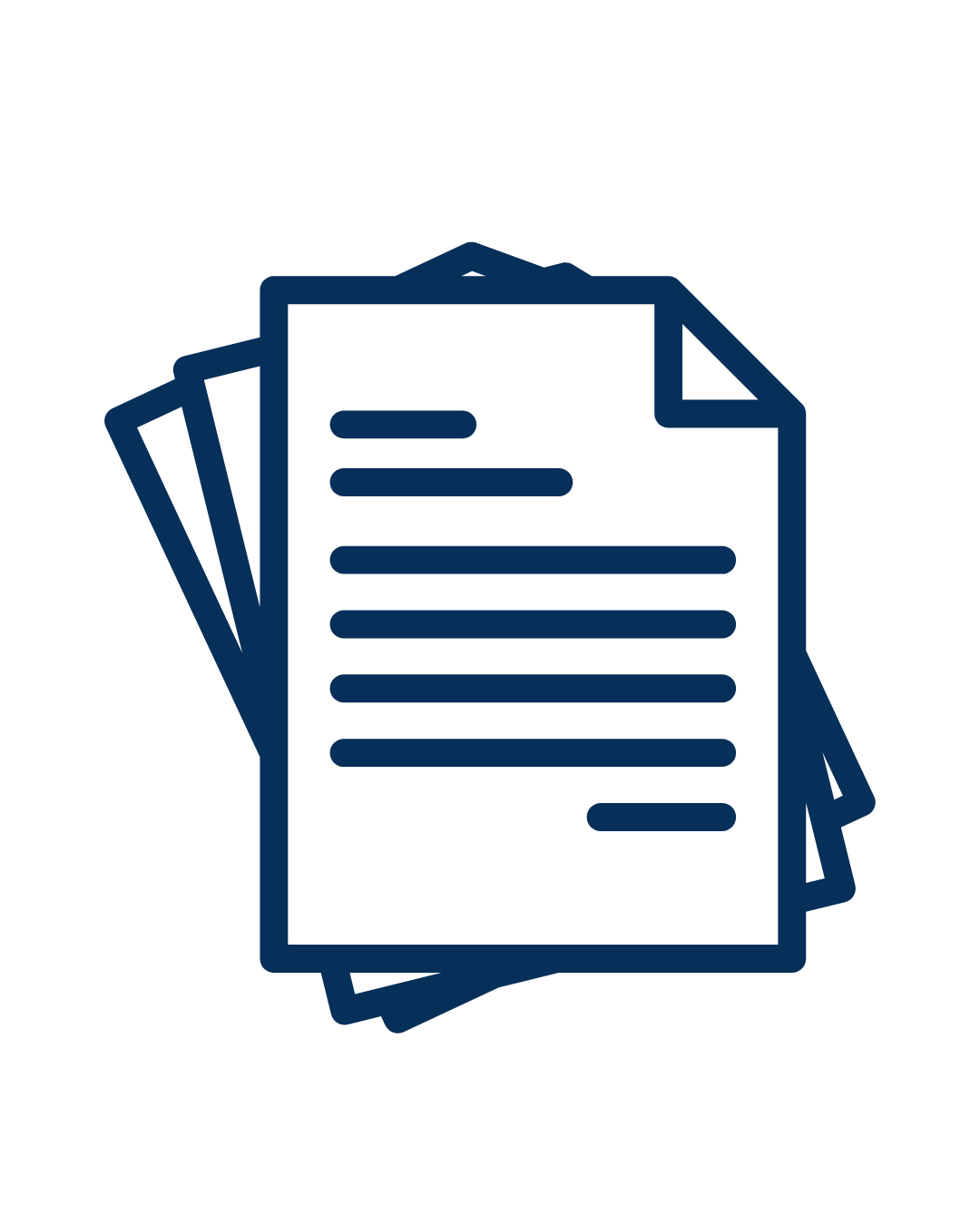 Icon of multiple stacked documents or papers with lines representing text.