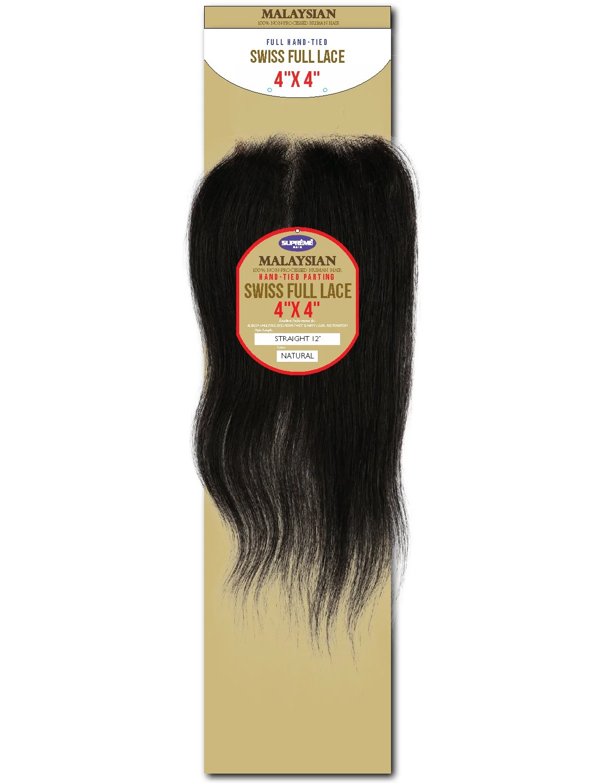 100% Human Hair 4"X4" Swiss Full Lace - Natural Wave