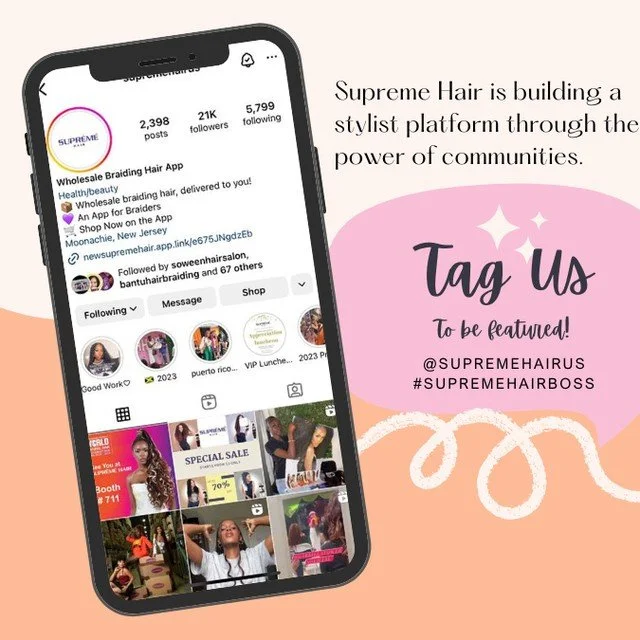 Tag us to get featured ✨⁠
We&rsquo;re open to collaborate! 💫⁠
At Supreme Hair, we&rsquo;re determined to educate and empower more students and braiders.⁠
If you&rsquo;re hosting classes, invite us &mdash; we&rsquo;ll come with goodie bags! 🎁⁠
⁠
💬 