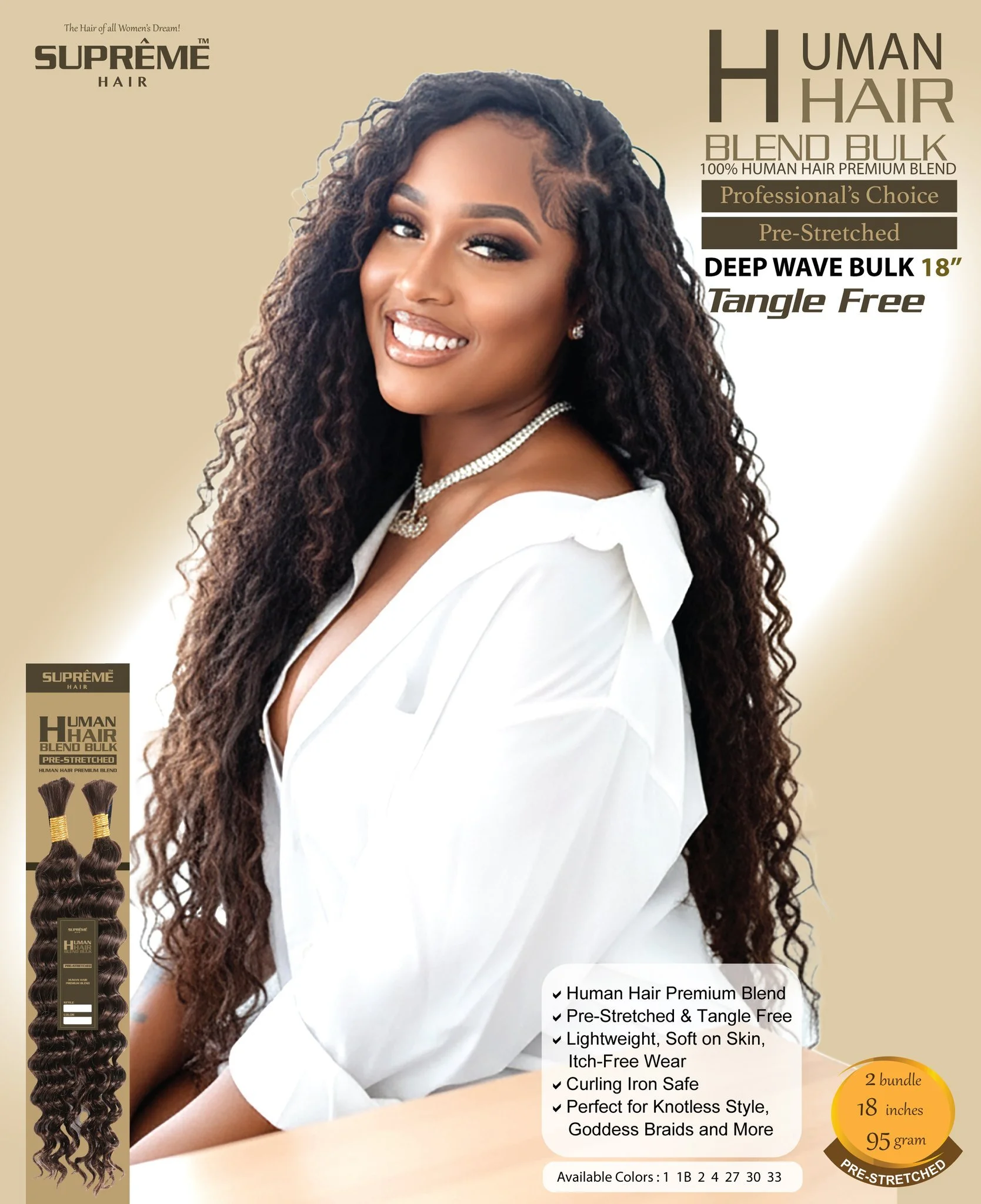 Human Hair Blend  Bulk perfect for your trendy boho style.⁠
⁠
Comes in 18"24" available in Supreme Hair App.⁠
⁠
link in Bio - Search Supreme Hair app in your app store