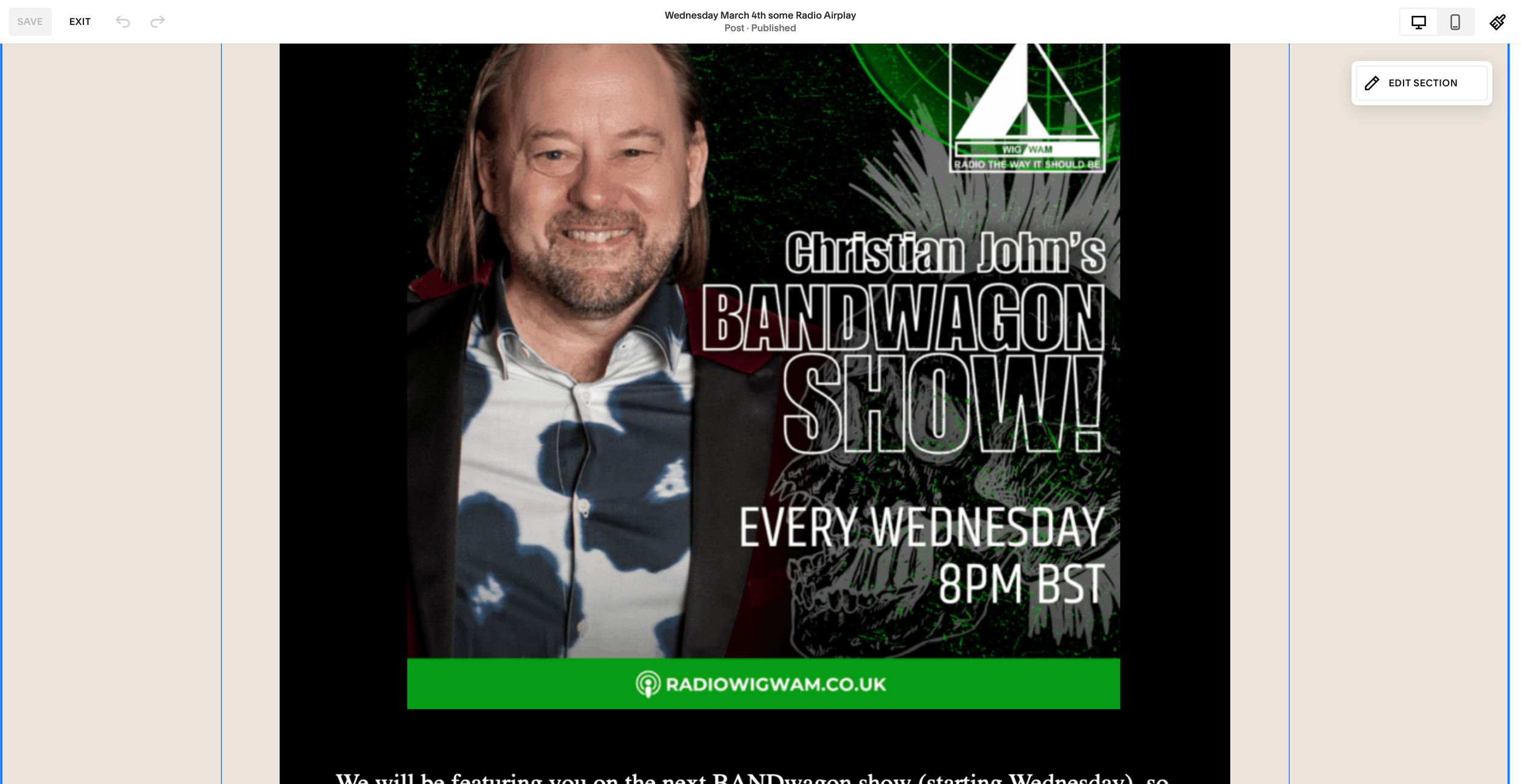 Wednesday March 4th some Radio Airplay