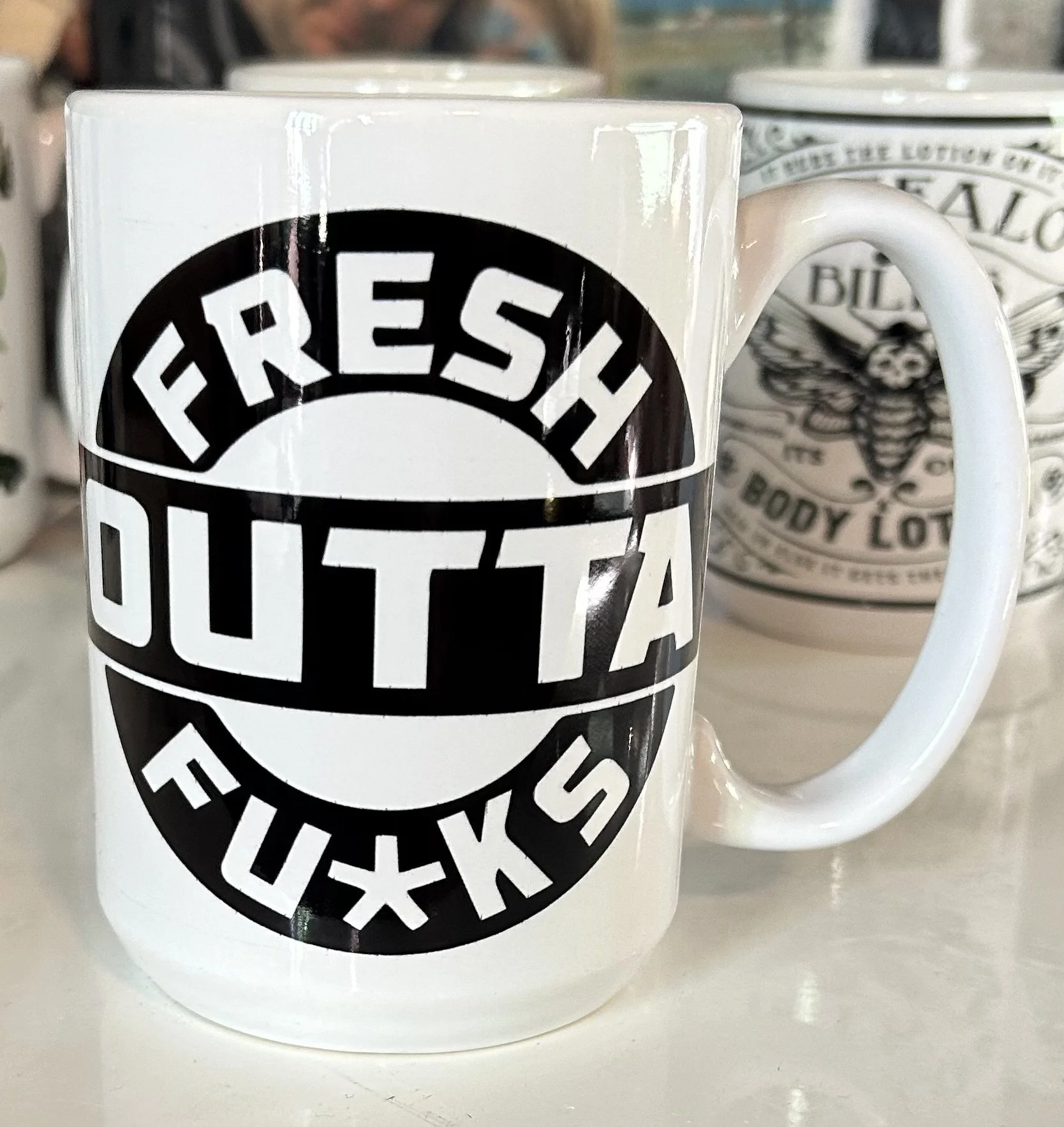 Fresh Outta F’s” coffee mug