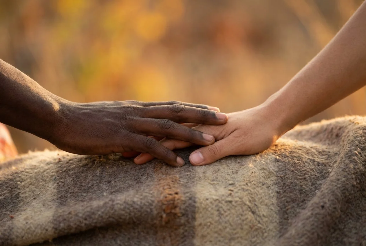 Calm body language signals safety and invites a trustworthy response.