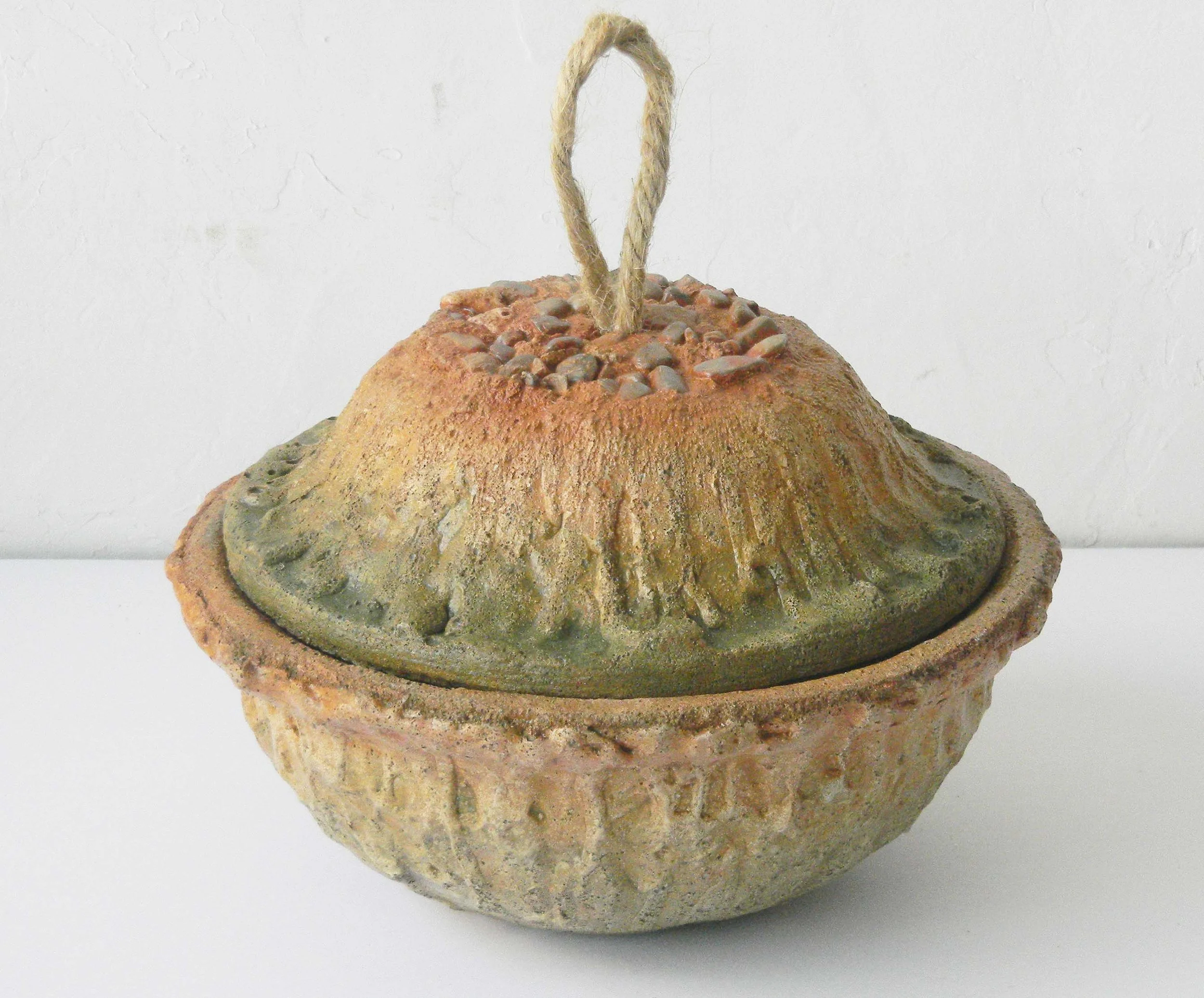 Boho handmade stone pot with lid