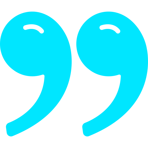 Two large blue quotation marks on a black background.