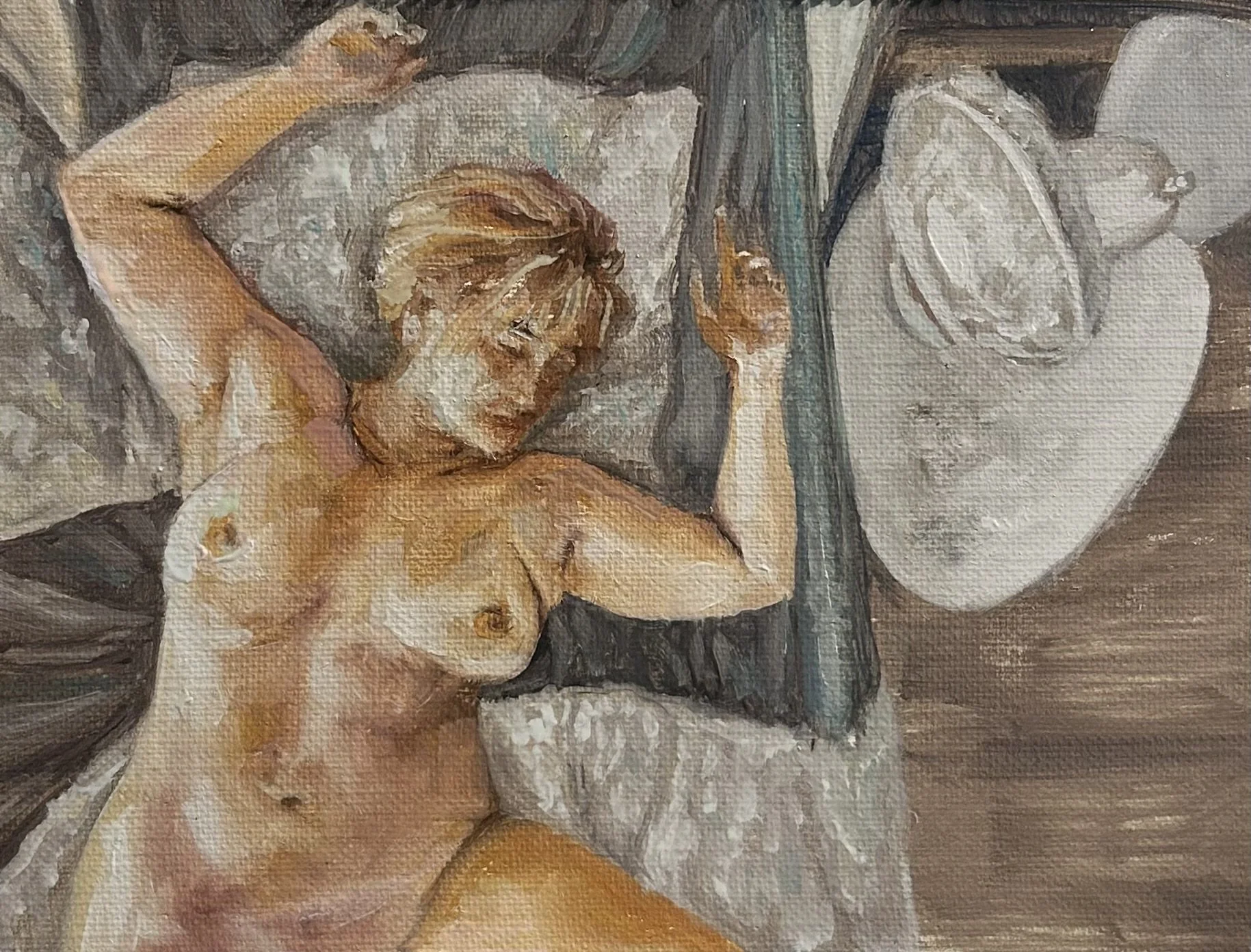 "Heat Wave, Paris" oil on linen panel, 5x7in, 2026
