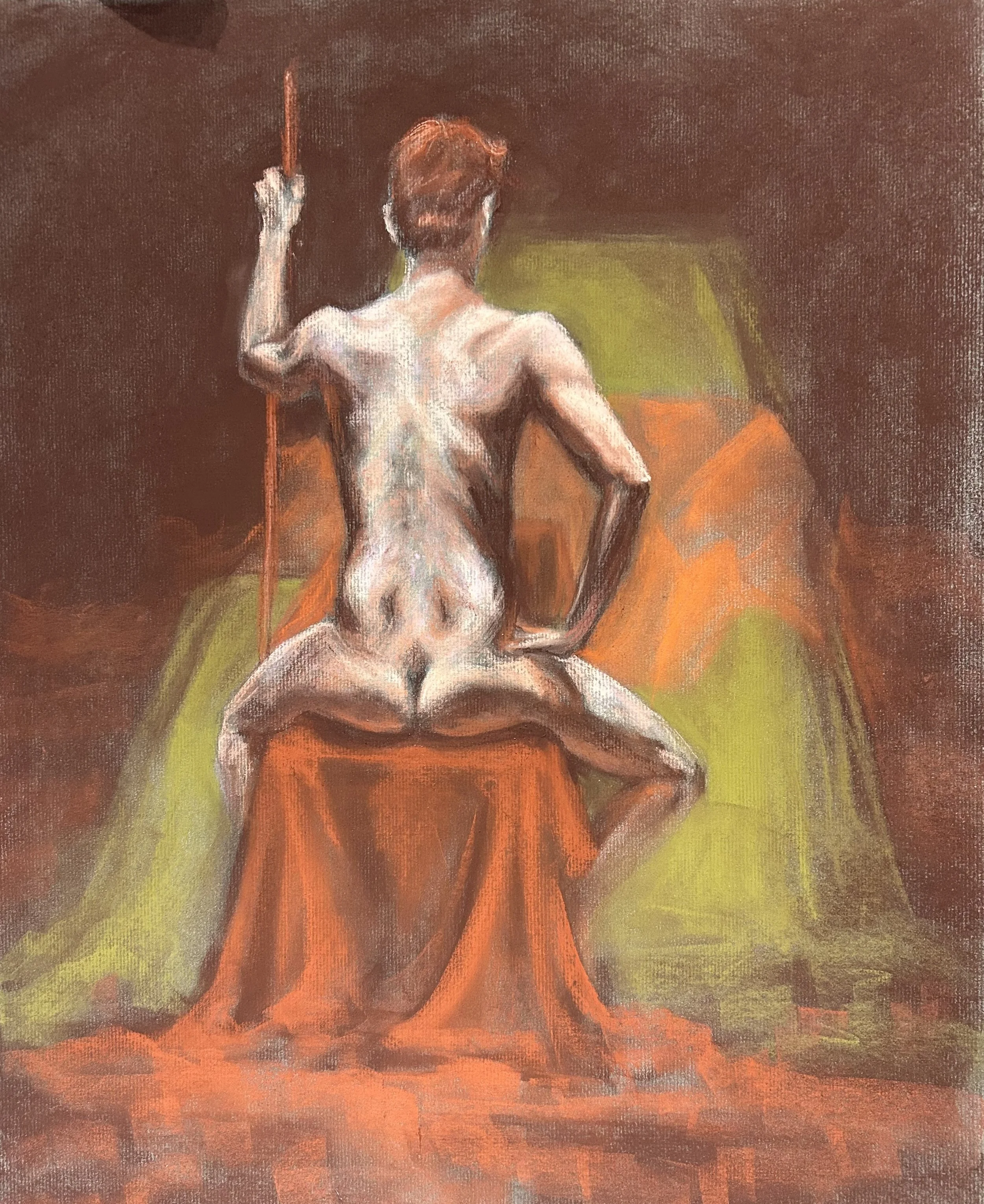 "90-min Figure: Luke" pastel on toned paper, 18x24in, 2025