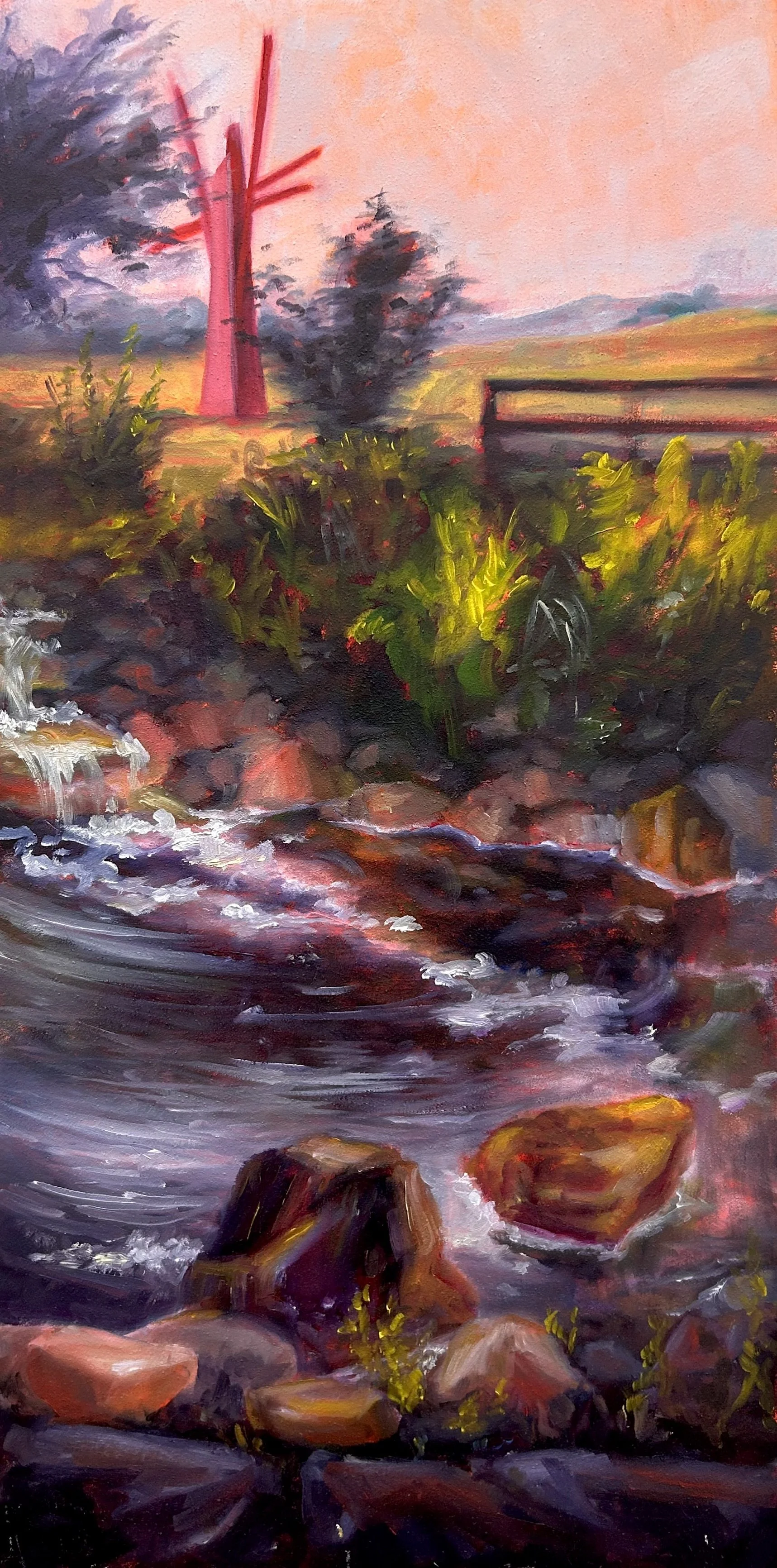 "Neltje's John Henry" oil on panel, 10x20in, 2025