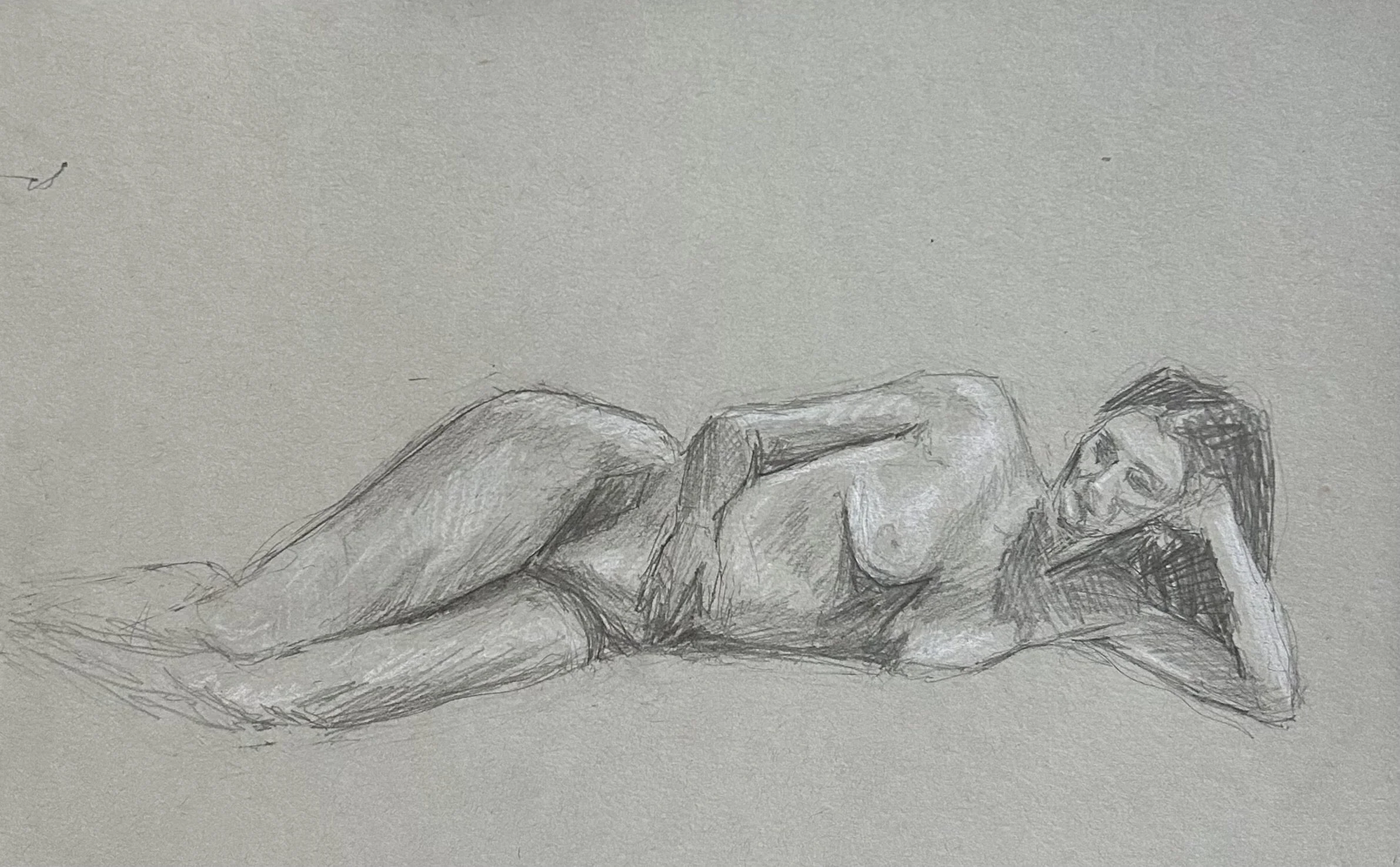 "40-min Figure: Montmartre, Paris" graphite and wax pencil on toned paper, 11x14in, 2026