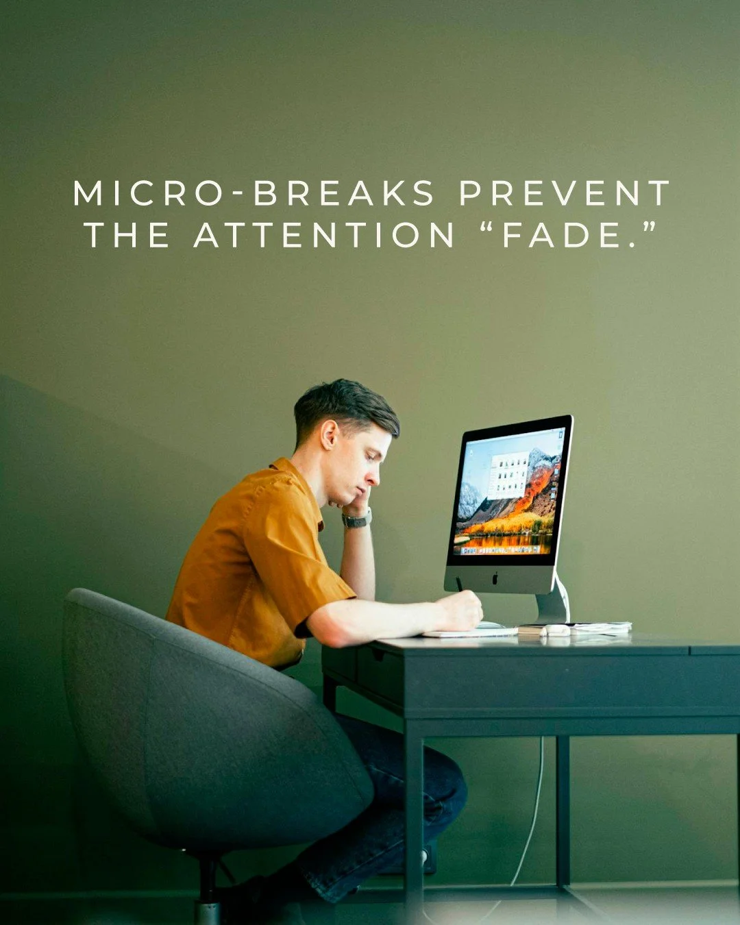 Even the best focus fades without rest.

A randomized controlled trial found that short, intentional breaks that reset your goal reduce vigilance decline compared to working continuously.

Having autonomy over when you take those breaks also improves