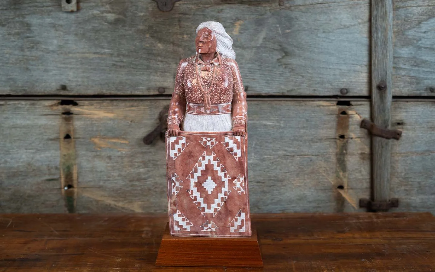 Native American Rug Beater Alabaster Sculpture