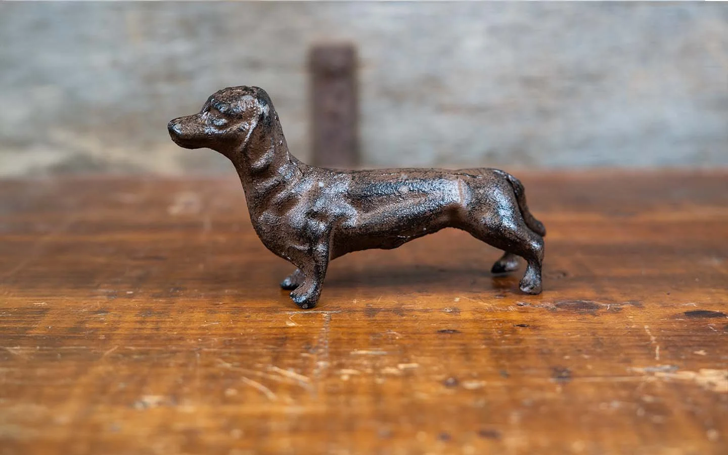 Rustic Cast Iron Dachshund Figurine