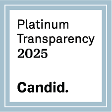 A sign displaying 'Platinum Transparency 2025 Candid.'