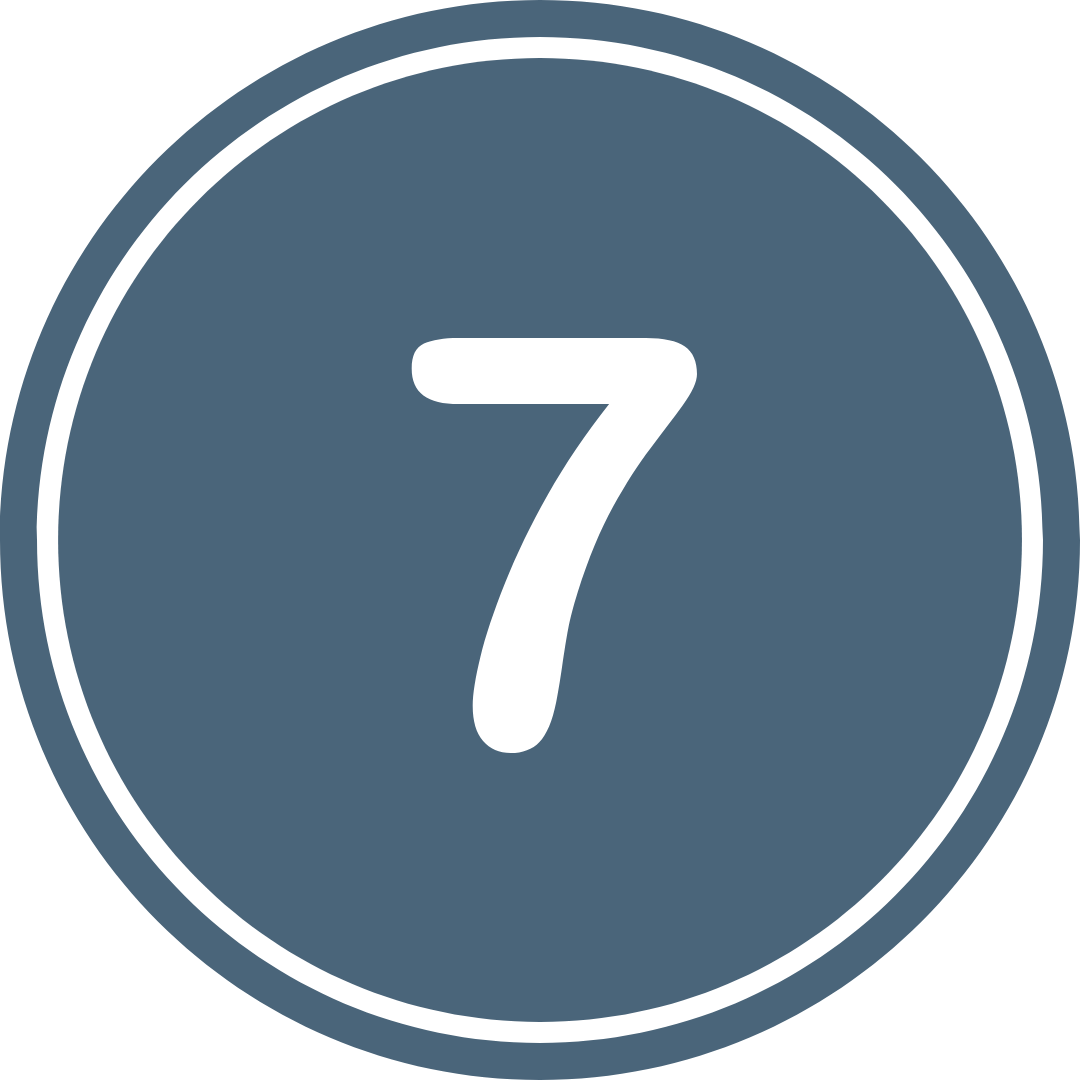 Number 7 on a dark blue circular background.
