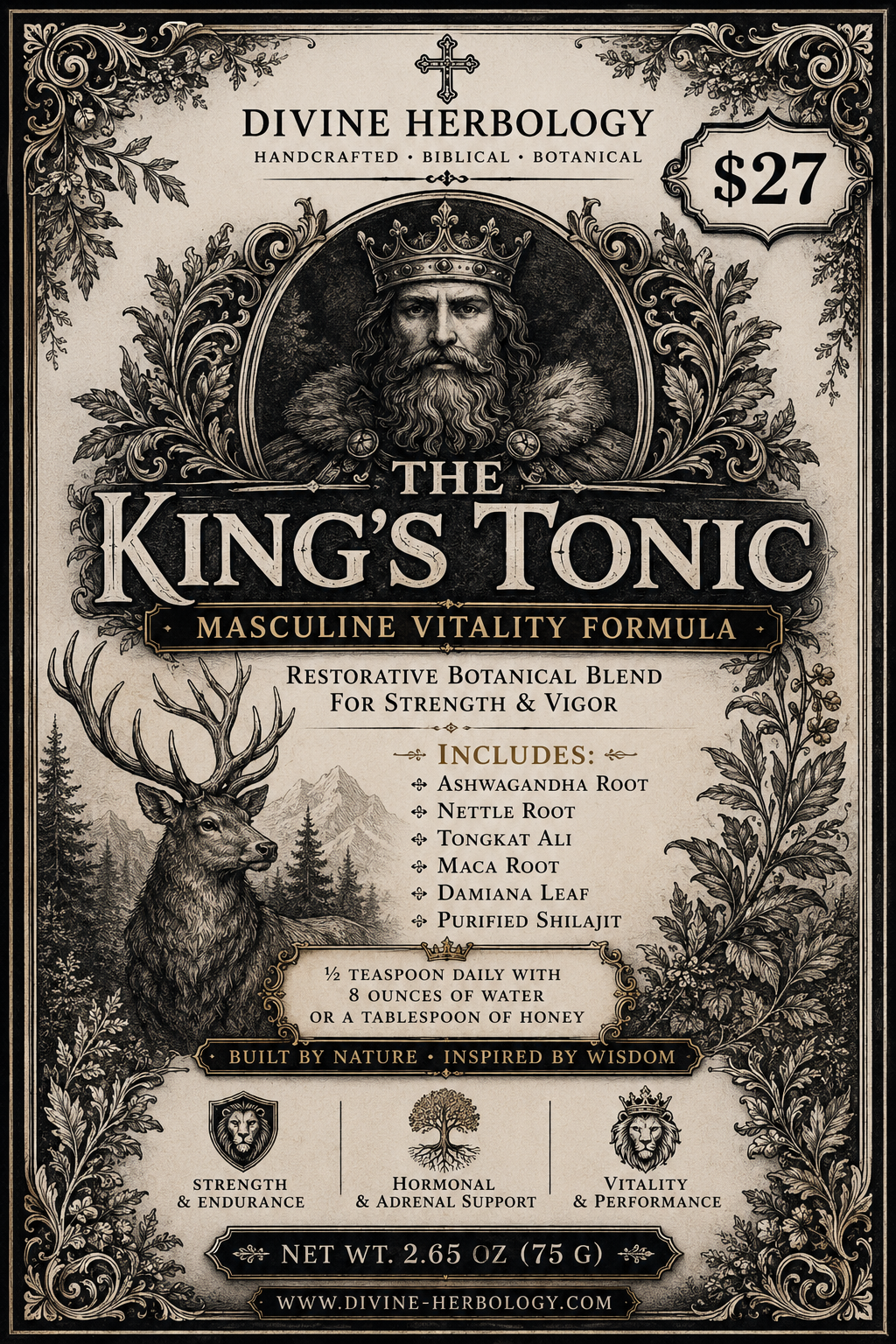 The King’s Tonic  Masculine Vitality Formula (Pre Order- launch 4 –16–26