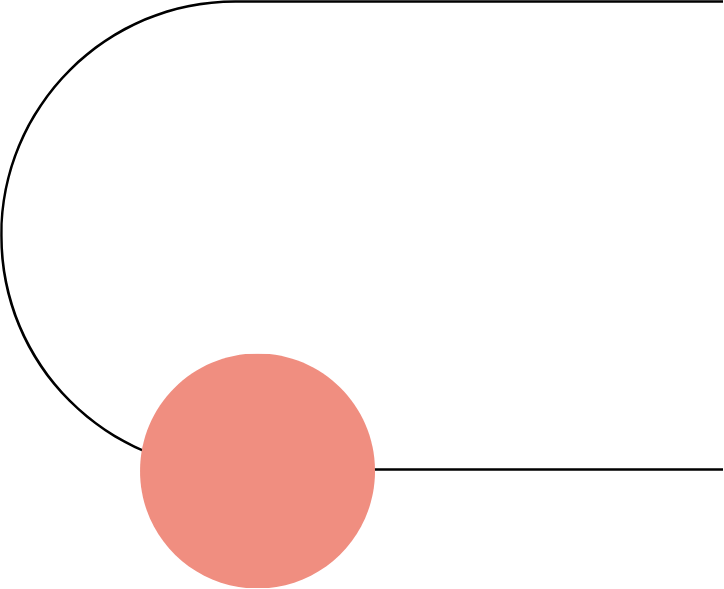 A simple black line drawing of a human face with a large red circle in front of it.