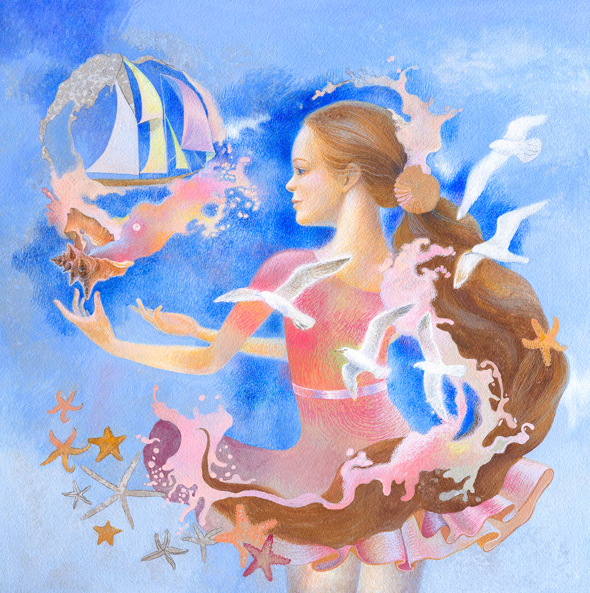 "Marina", 16x16 inch, egg tempera, paper, 2021