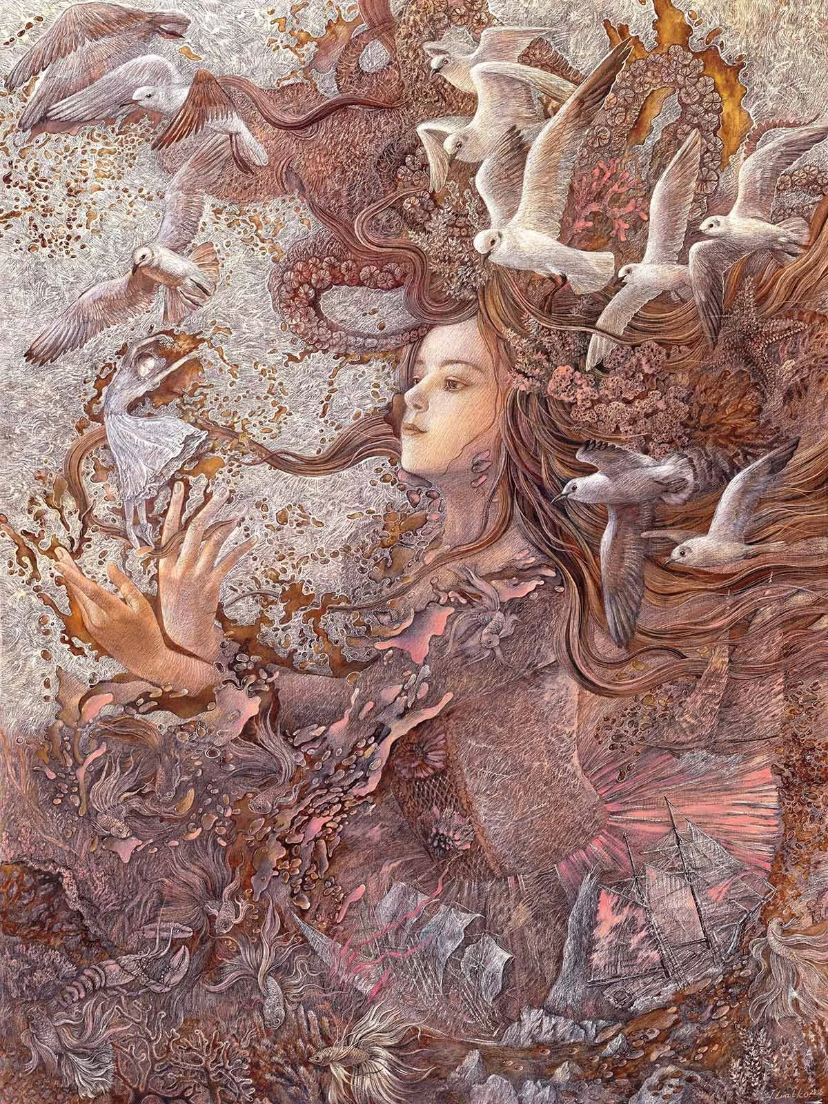 "A Dream" Canvas, pencil, ink, white, 36 x 48 inches, 2019