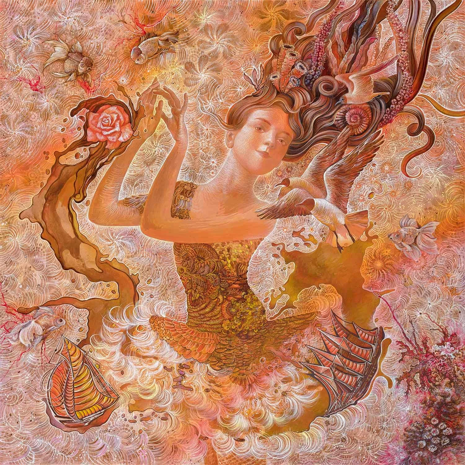 "The Dance of Rosa", 36x36 inch, canvas, acrylic, 2021