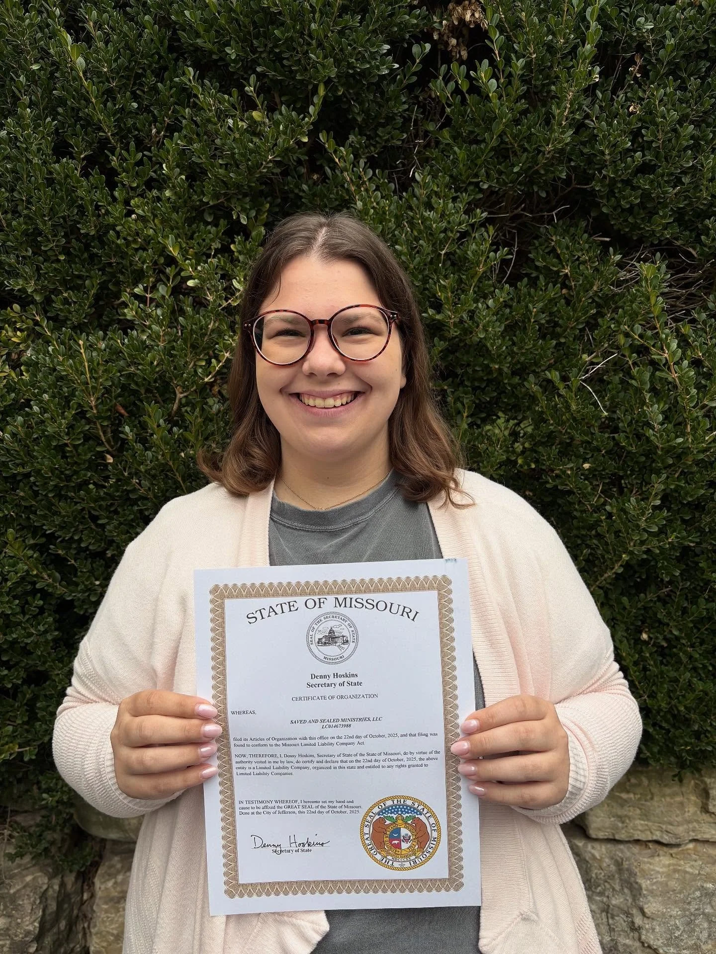 It&rsquo;s official, I am the founder of Saved and Sealed Ministries, LLC!
Thank you Jesus for the beginning of this ministry. It is only because of You that this is possible. 
Help my heart &amp; mind stay aligned with Your will. 

I pray that Saved