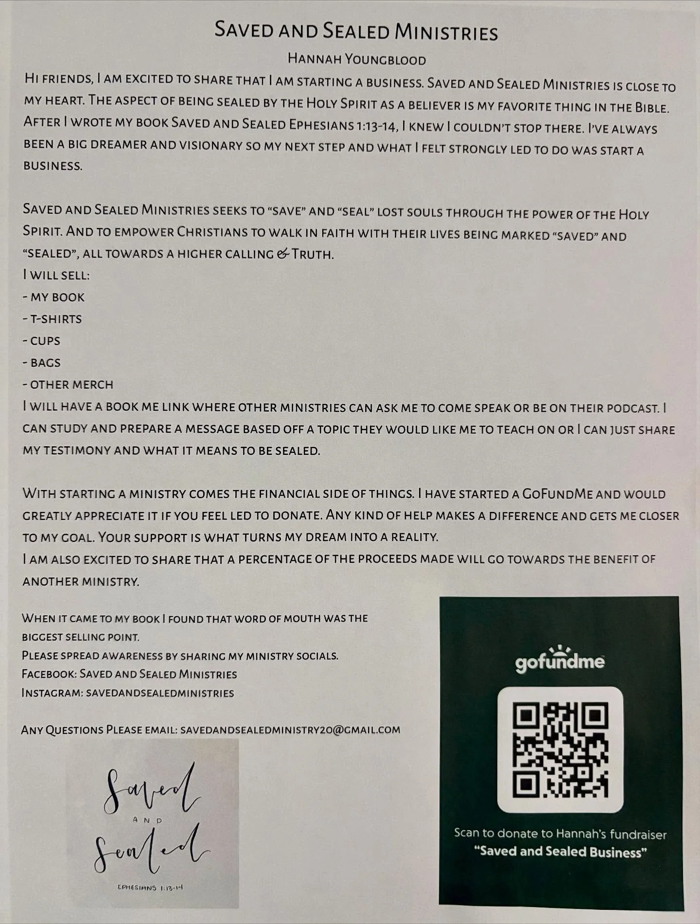 More info about my ministry! Please Pray, share, donate. Exciting things coming &hellip; 🤭🤗
Funds still needed. A percentage of my proceeds will go towards the benefit of another ministry.