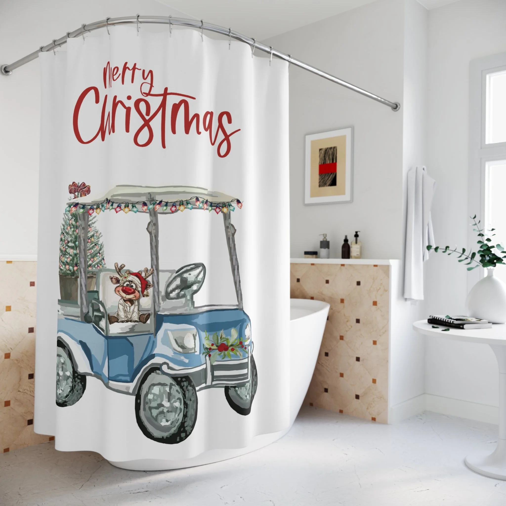 Coastal Golf Cart Christmas bathroom decor