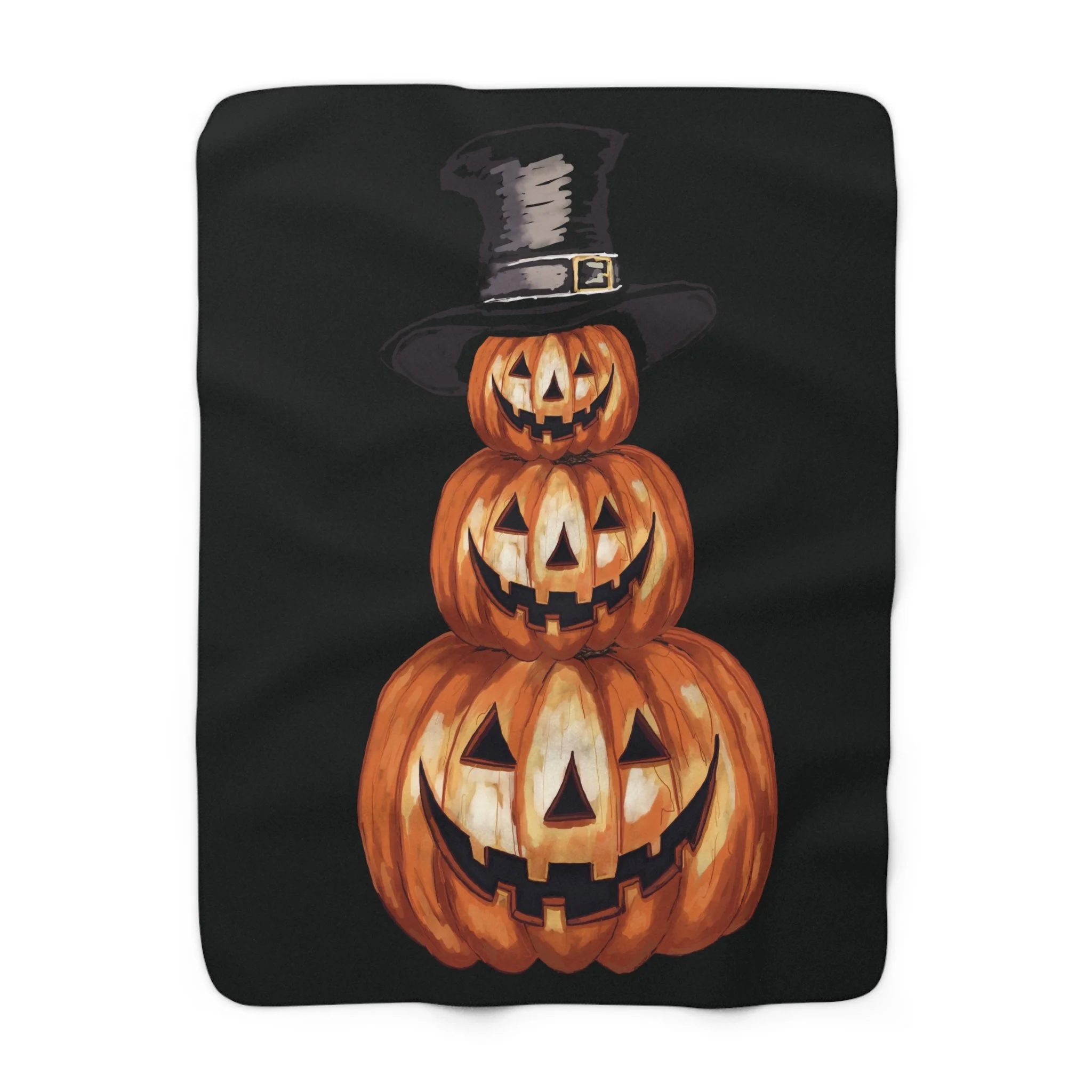 Halloween Jack O’ Lantern Pumpkin Stack Sherpa Blanket — Cozy Jack-o'-Lantern Throw