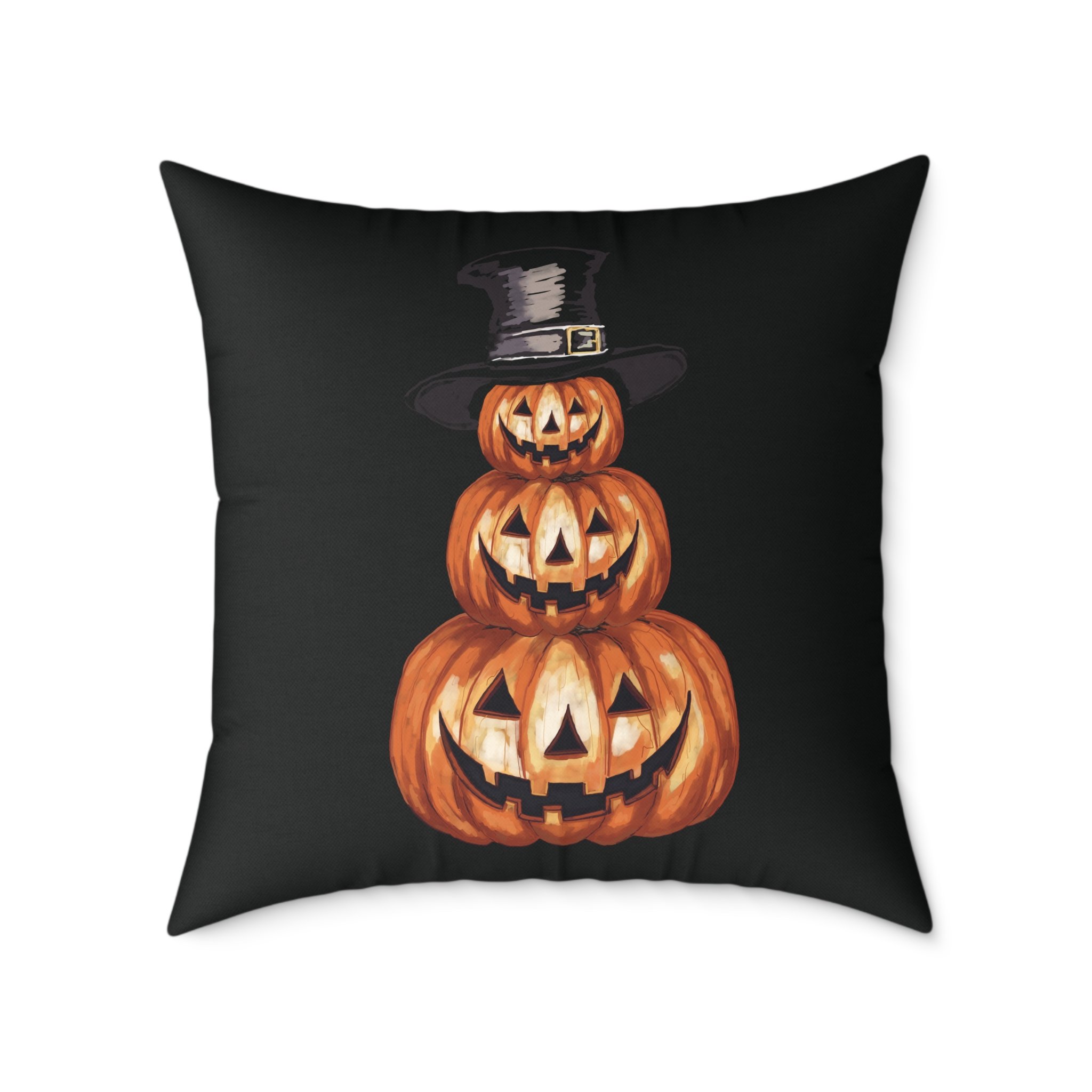 Halloween Jack O’ Lantern Pumpkin Stack Pillow — Orange Jack-O'-Lantern Decorative Cushion