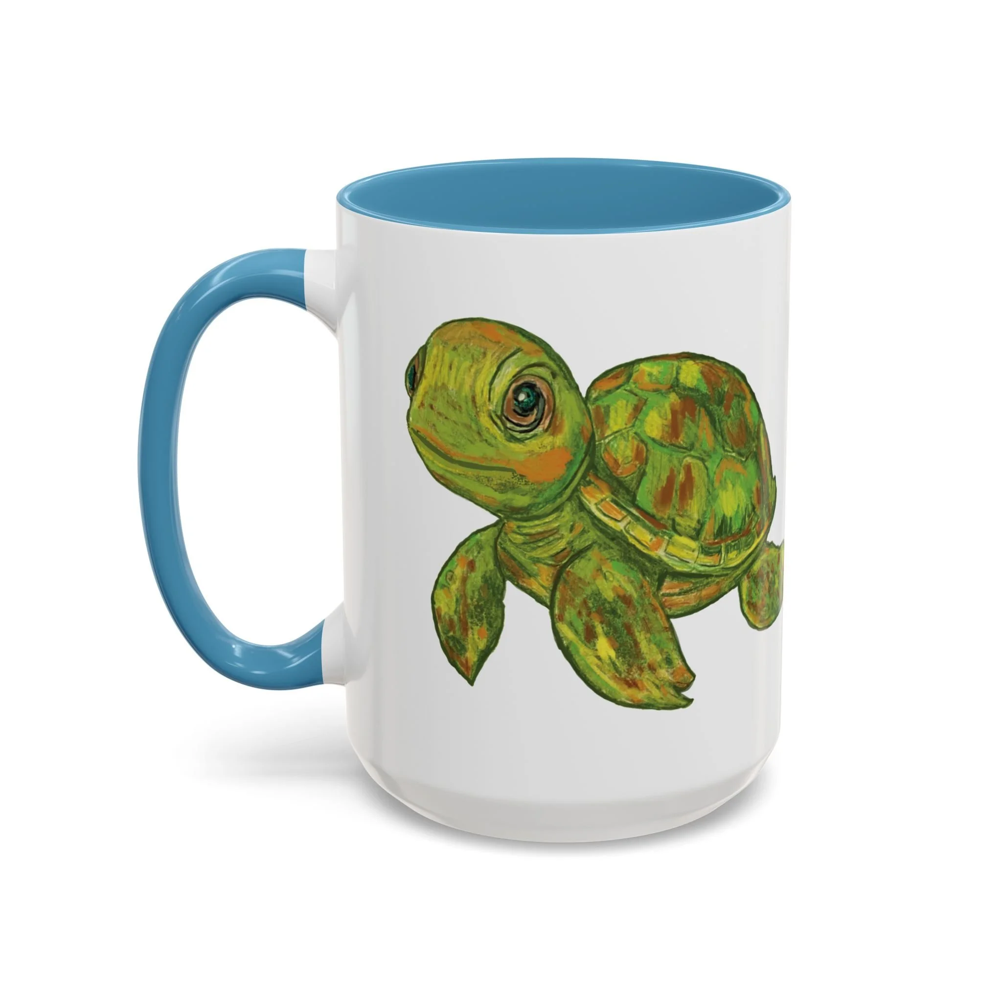 Shelly Sea Turtle Two Tone Ceramic Coffee Mugs light blue