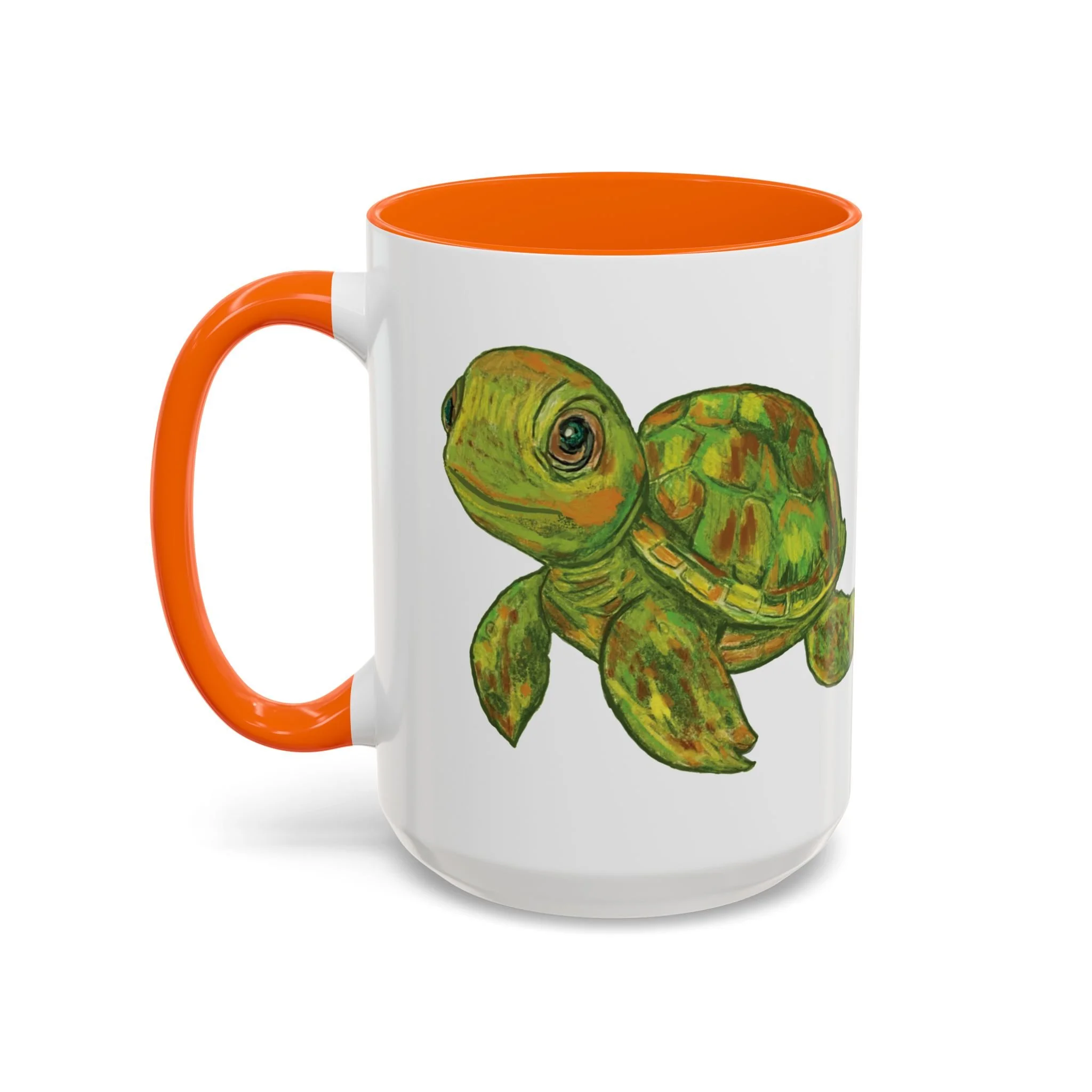 Shelly Sea Turtle Two Tone Ceramic Coffee Mugs orange