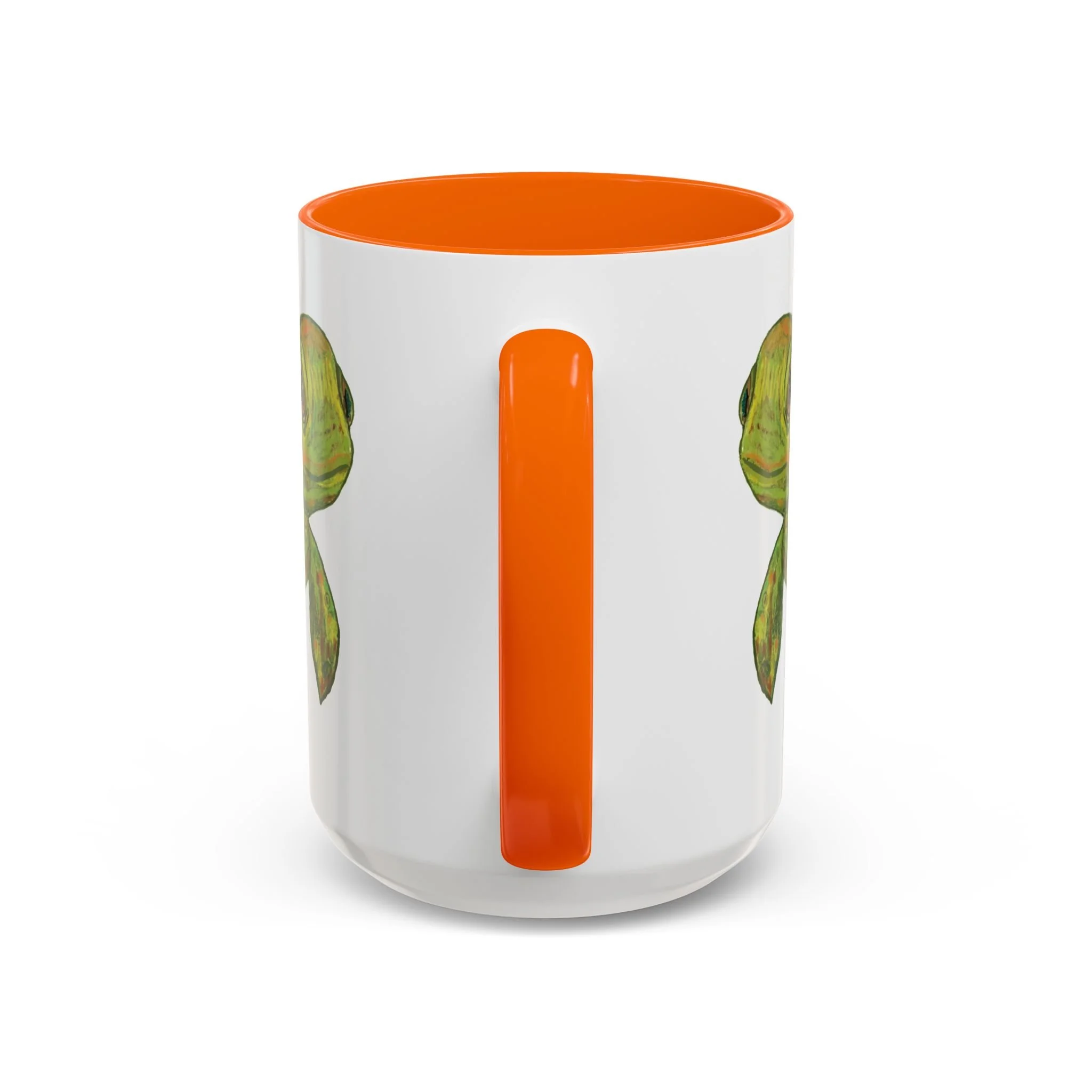 Shelly Sea Turtle Two Tone Ceramic Coffee Mugs orange handle