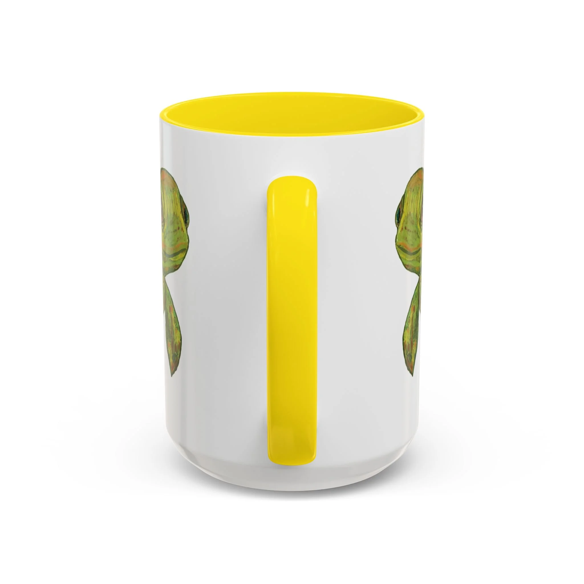 Shelly Sea Turtle Two Tone Ceramic Coffee Mugs yellow handle