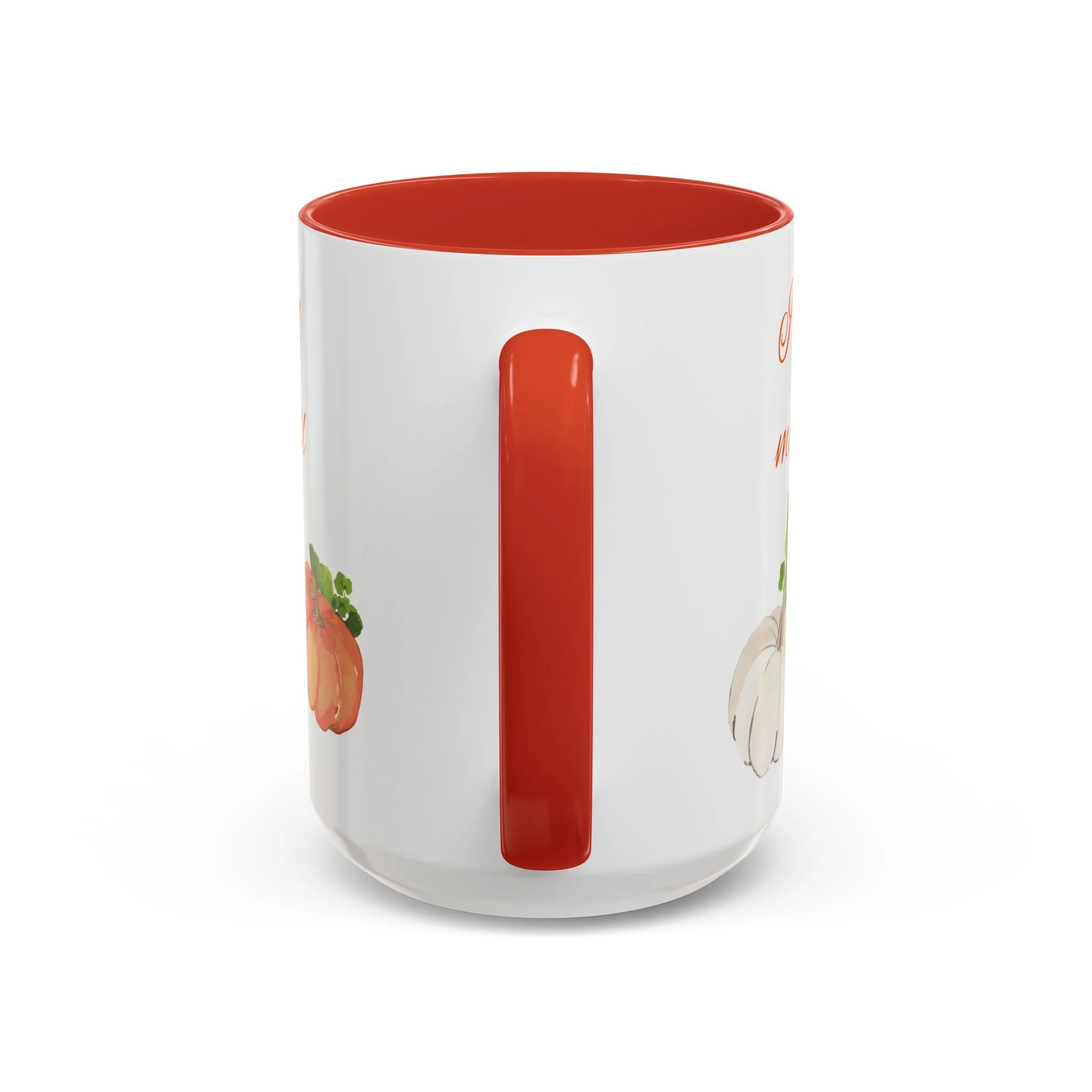 Fall Harvest Two Tone Ceramic Coffee Mugs red handle