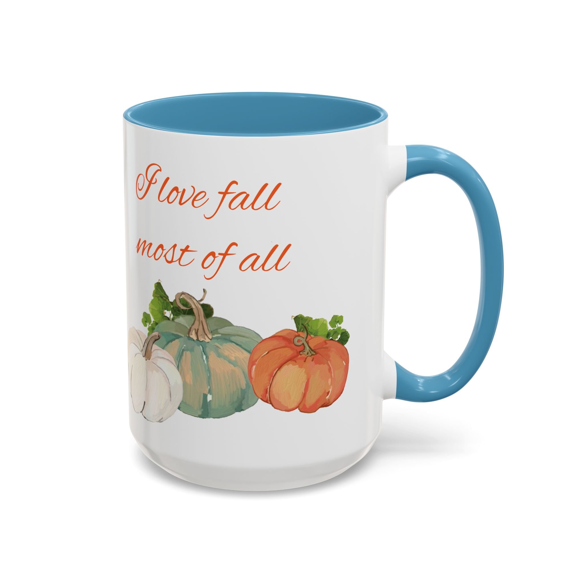 Fall Harvest Two Tone Ceramic Coffee Mugs light blue