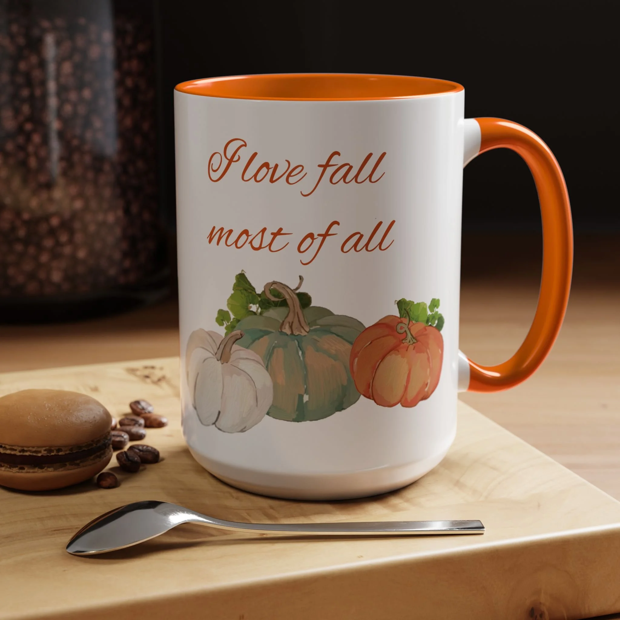 Fall Harvest Two Tone Ceramic Coffee Mugs orange
