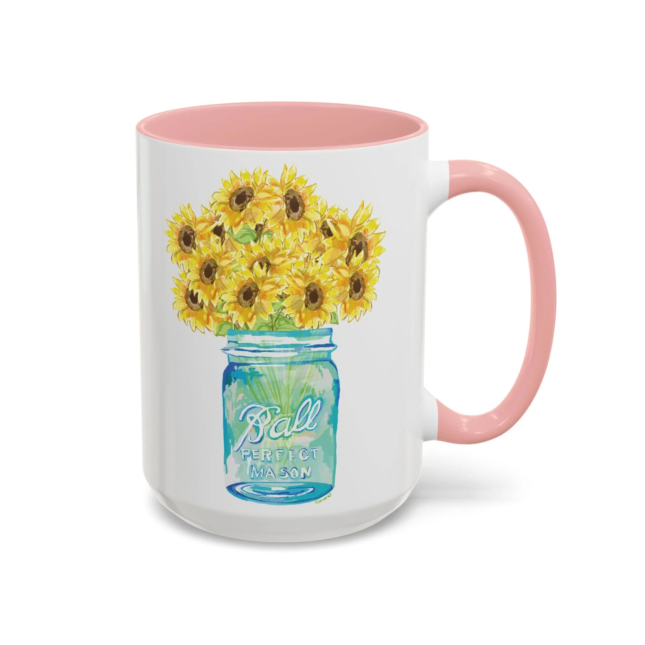 Sunflower two tone ceramic mug 15oz pink