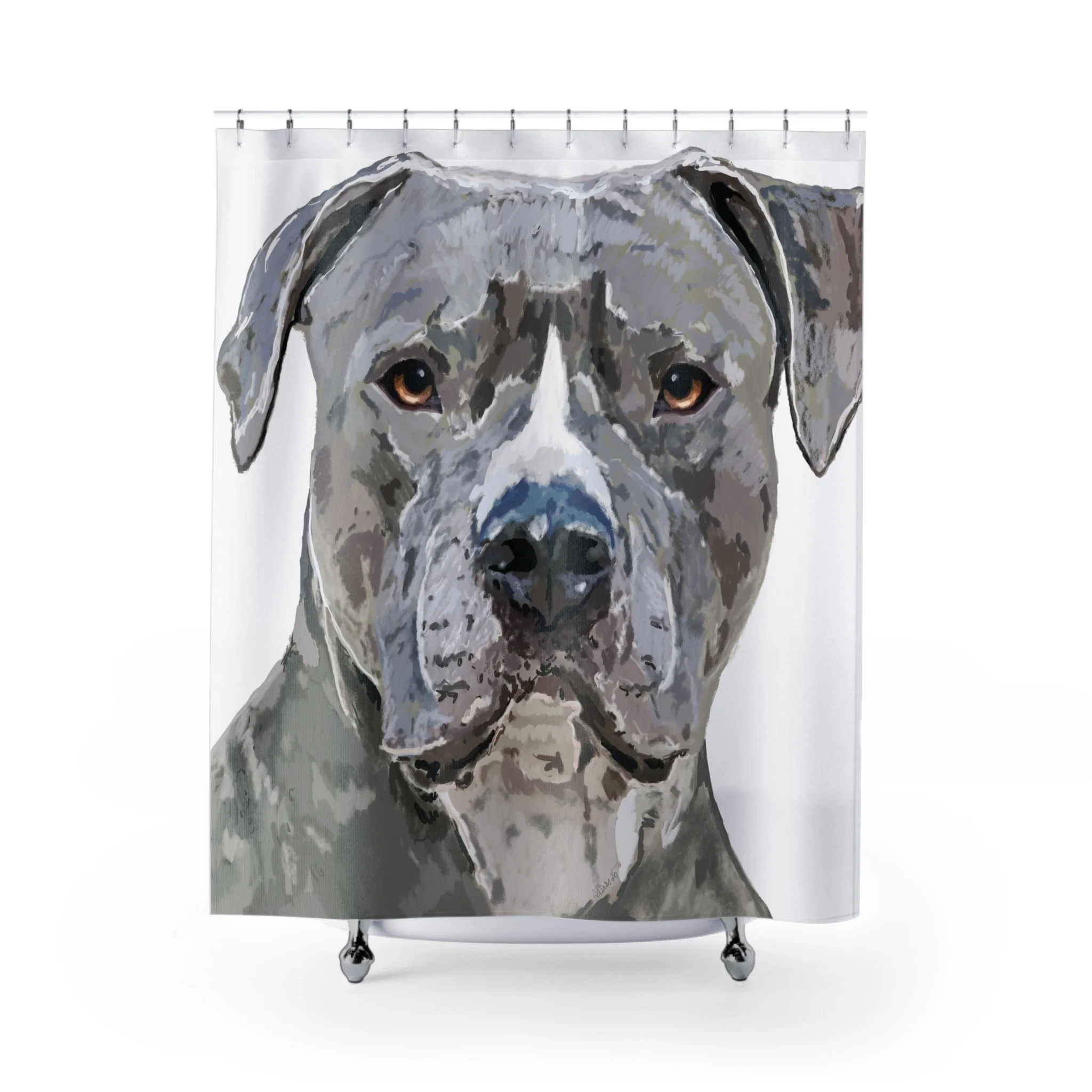 Pit bull Dog Portrait Shower Curtain — Bathroom Decor