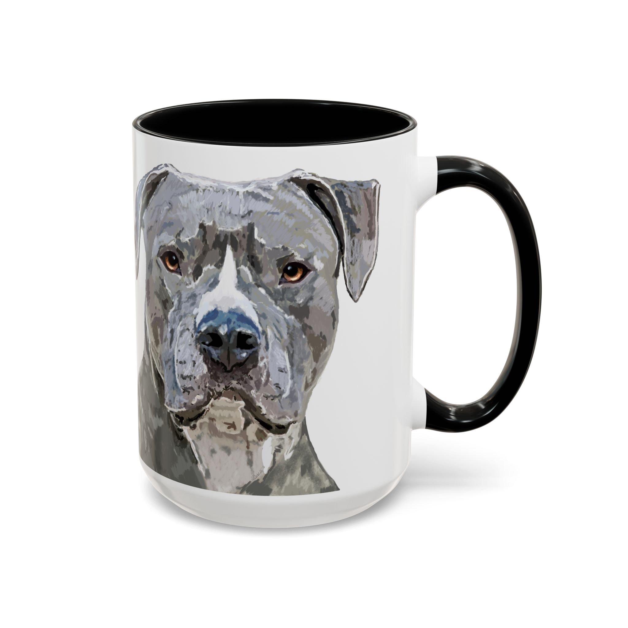Pit bull Portrait Two Tone Ceramic Coffee Mug — Dog Lover Gift