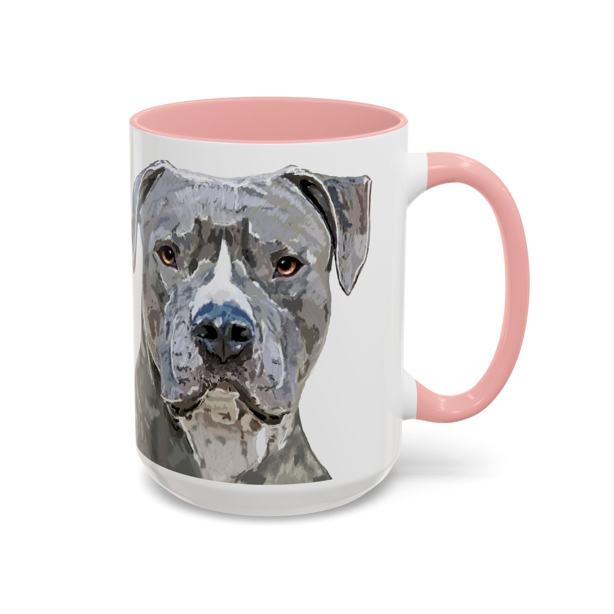 Pit bull Portrait Two Tone Ceramic Coffee Mug Pink
