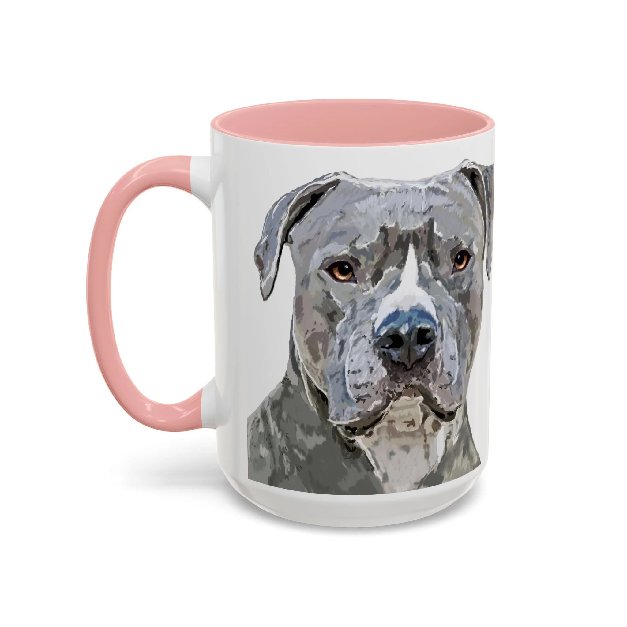 Pit bull Portrait Two Tone Ceramic Coffee Mug Pink