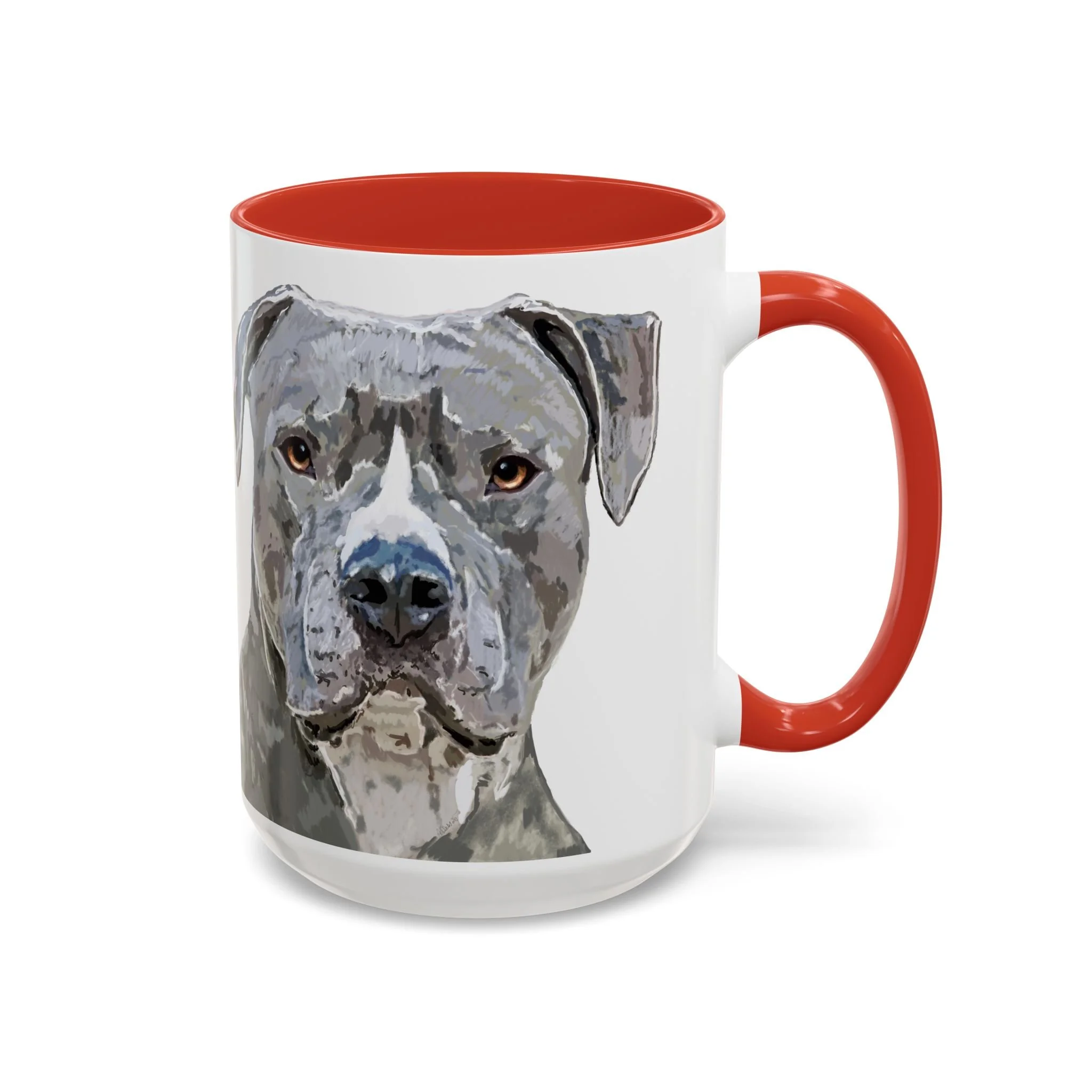 Pit bull Portrait Two Tone Ceramic Coffee Mug Red