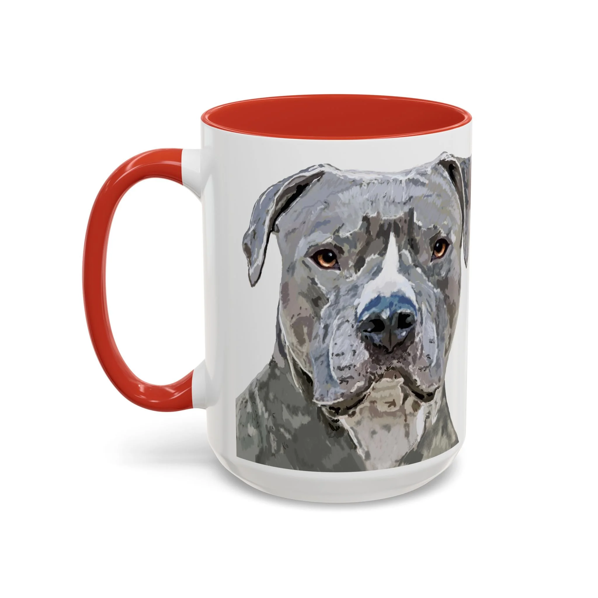 Pit bull Portrait Two Tone Ceramic Coffee Mug Red