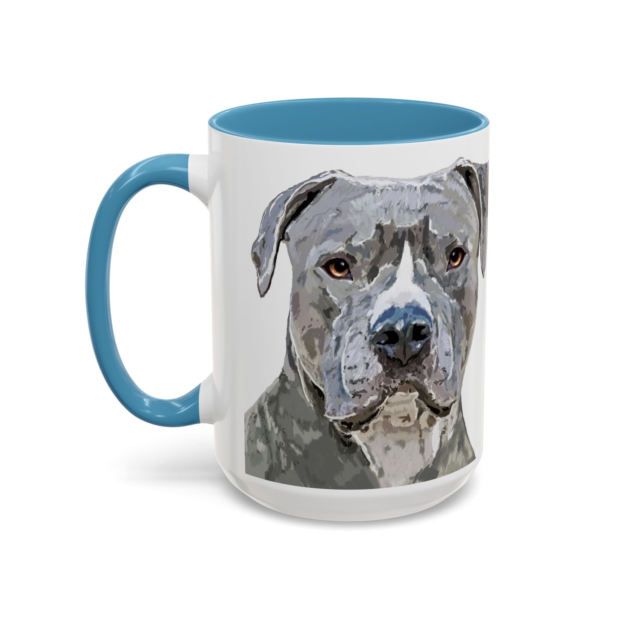 Pit bull Portrait Two Tone Ceramic Coffee Mug Blue