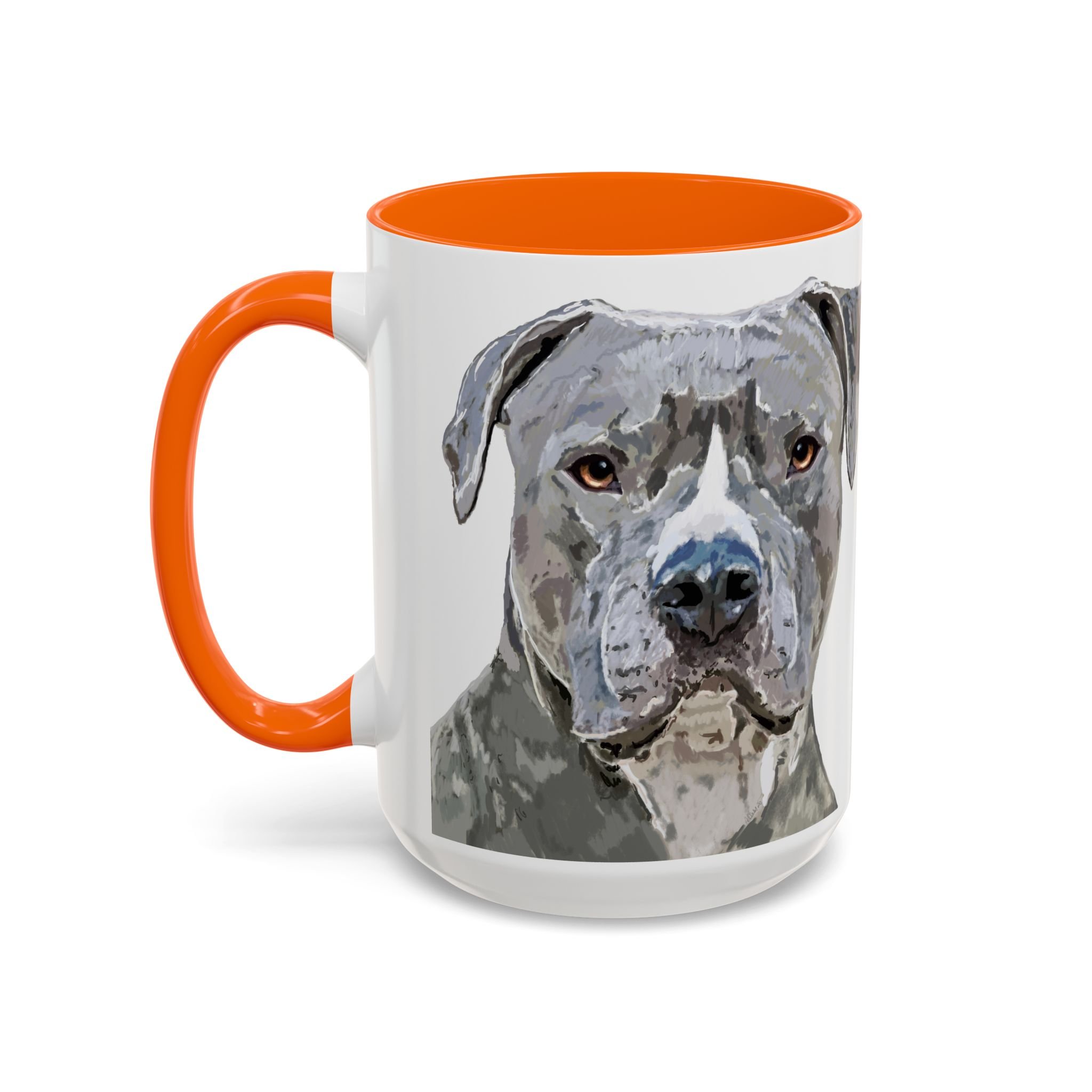 Pit bull Portrait Two Tone Ceramic Coffee Mug Orange