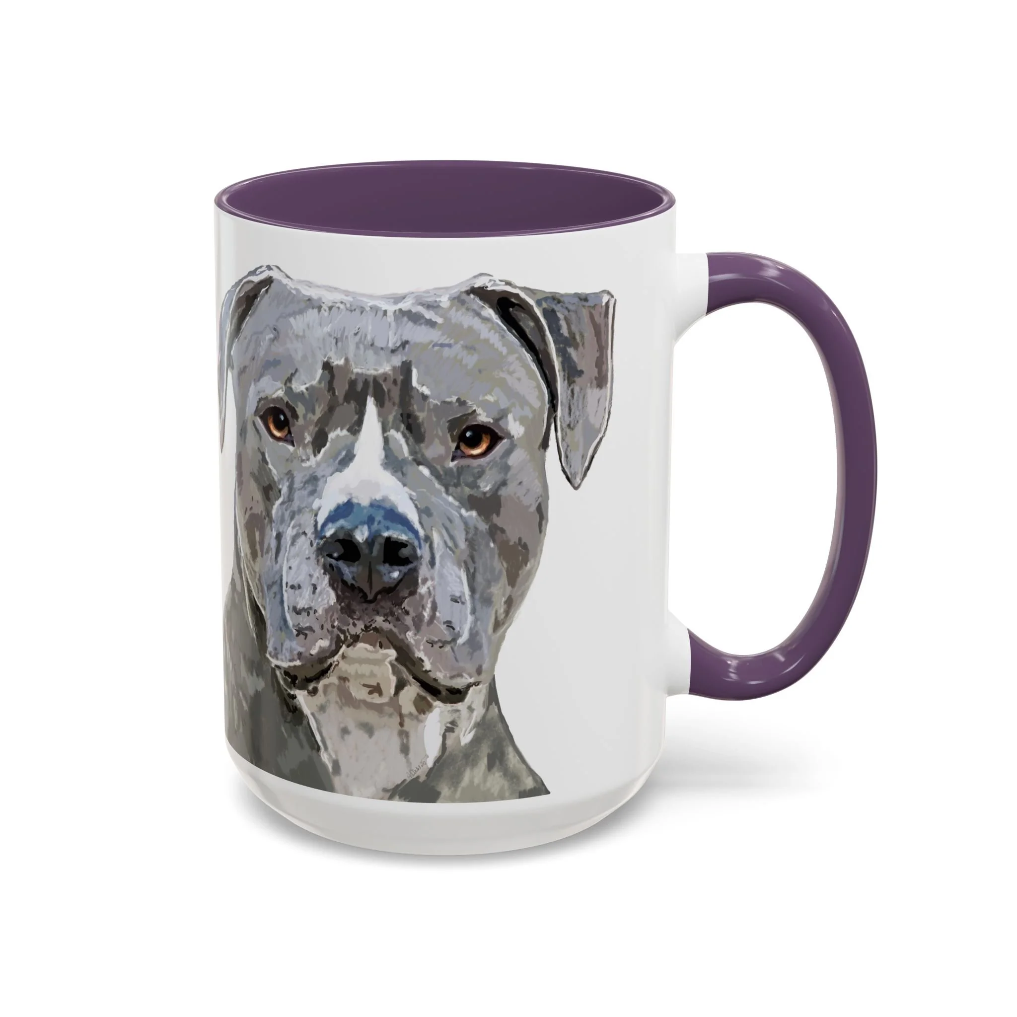 Pit bull Portrait Two Tone Ceramic Coffee Mug Purple