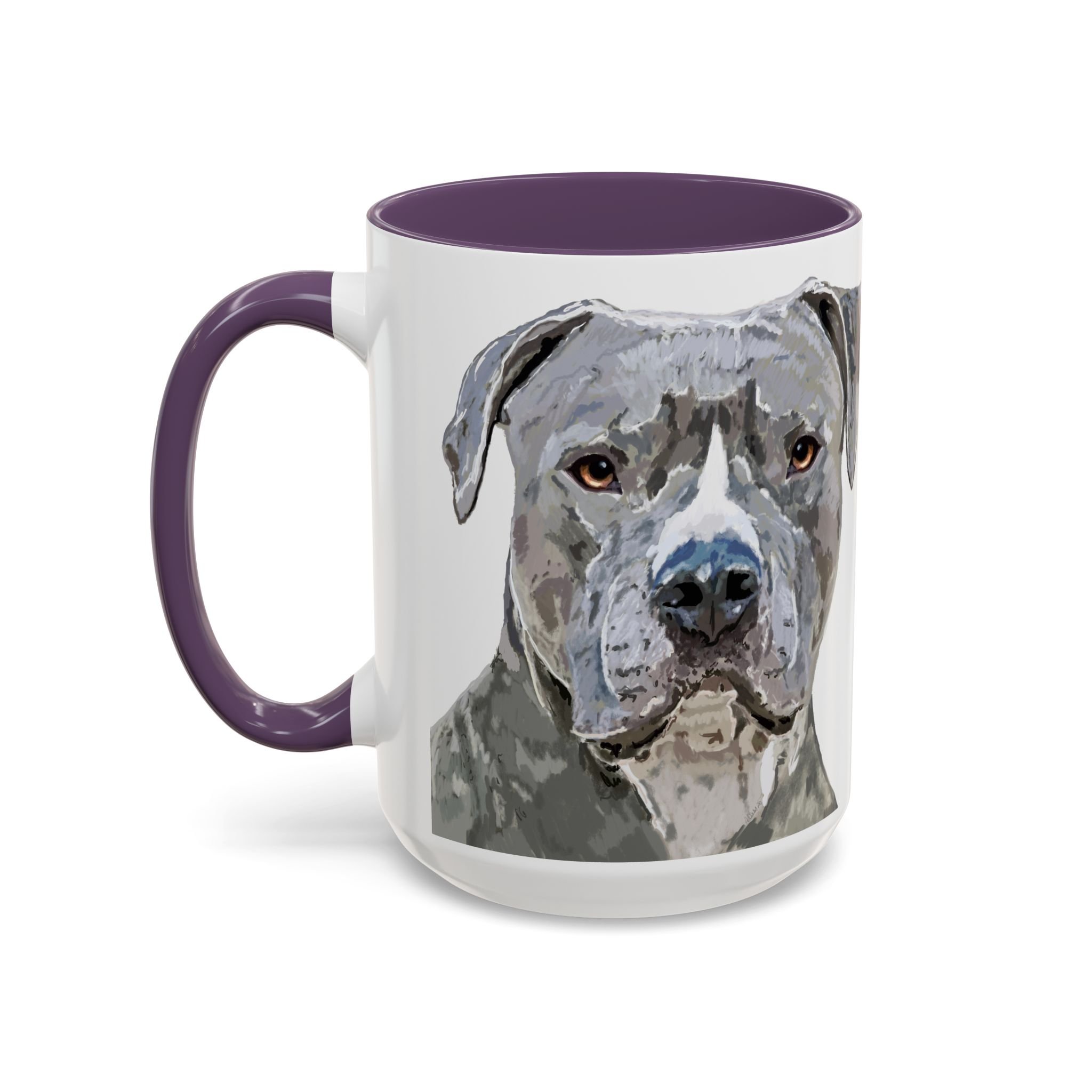 Pit bull Portrait Two Tone Ceramic Coffee Mug Purple